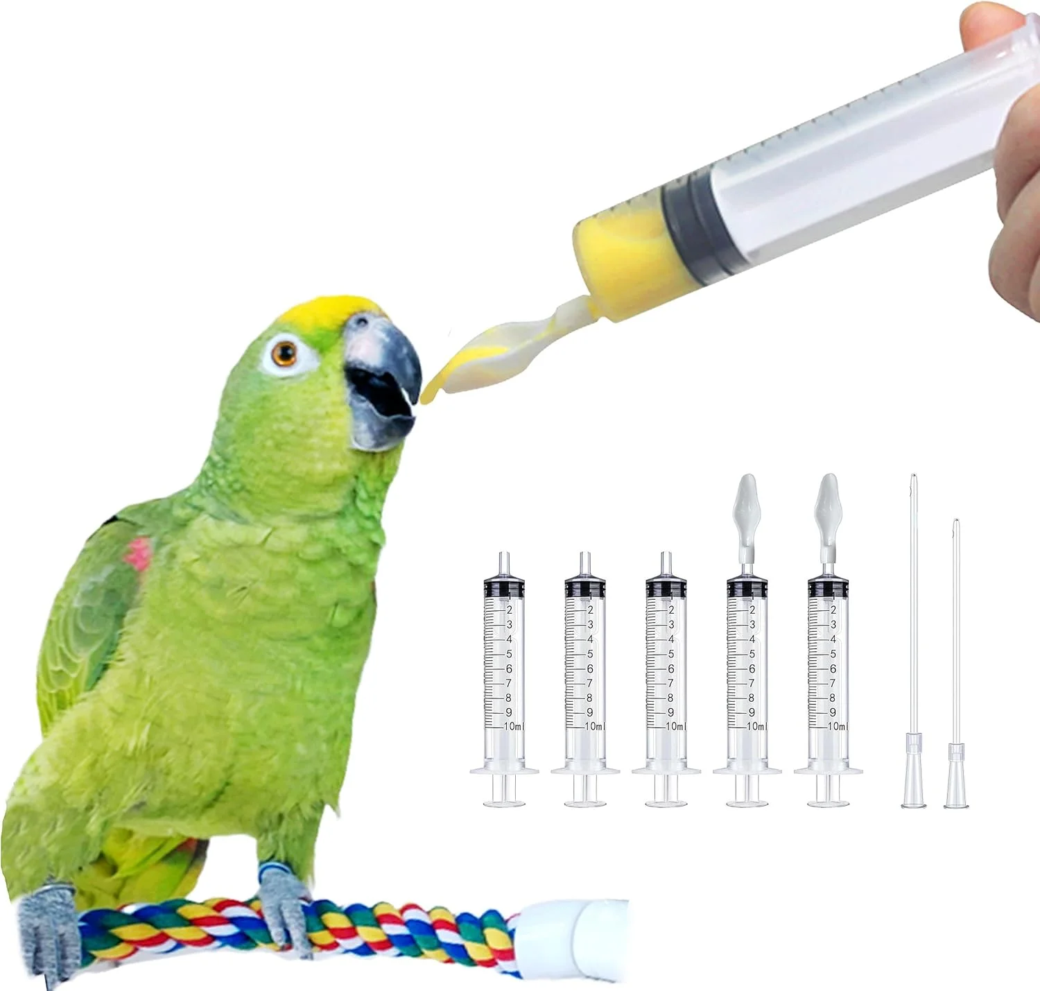ست سرنگ تغذیه پرنده کودک HBSTUDIO، طوطی، حیوان خانگی کوچک، سرنگ تغذیه دستی، شیر، آب، غذای مایع، قابل استفاده مجدد، سرنگ با نوک قاشقی