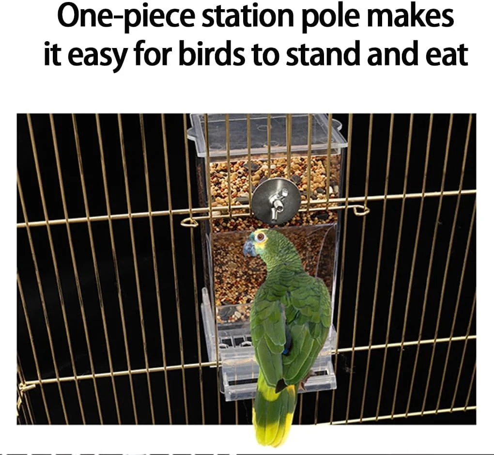 ظرف غذای شفاف اتوماتیک Hi.FANCY برای تغذیه آسان پرندگان، جعبه غذای طوطی، اکریلیک، تخمه آفتابگردان، غذای پرندگان 20 کیلوگرمی