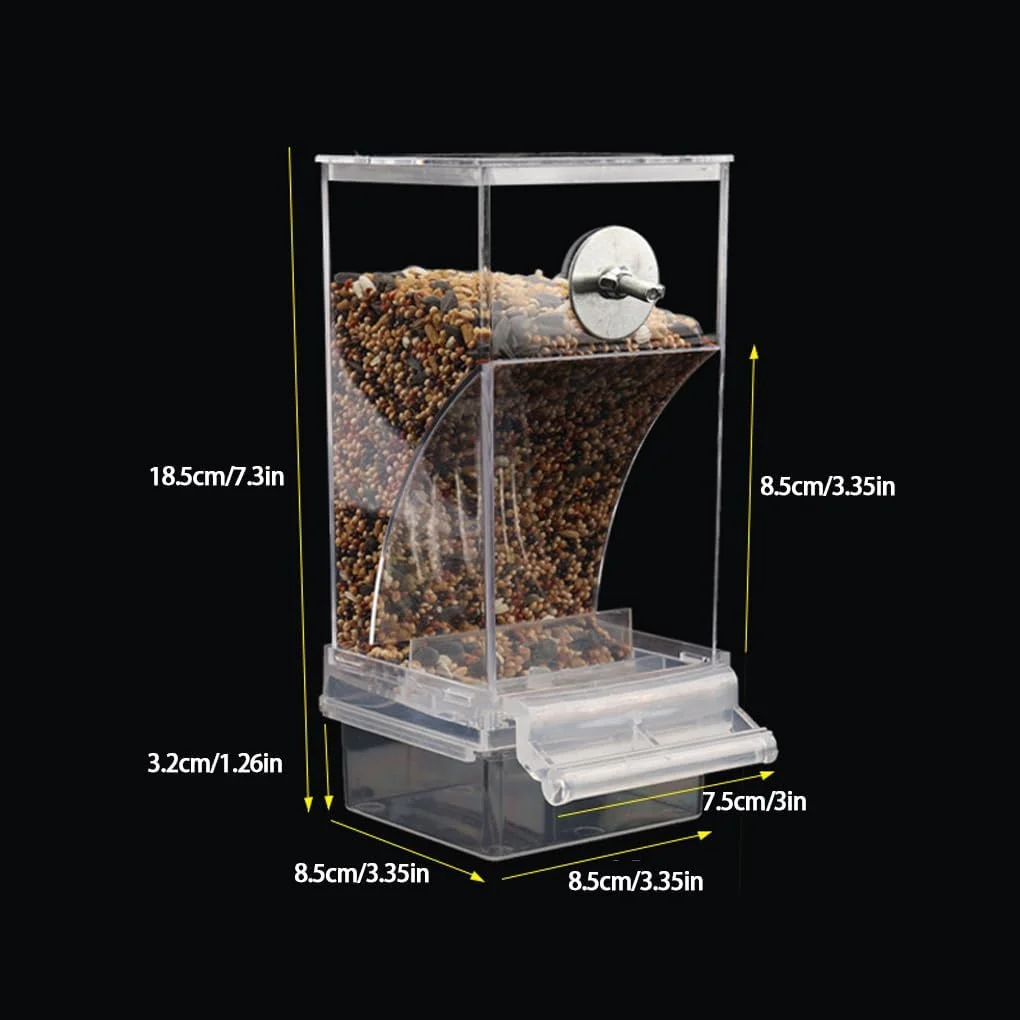 ظرف غذای شفاف اتوماتیک Hi.FANCY برای تغذیه آسان پرندگان، جعبه غذای طوطی، اکریلیک، تخمه آفتابگردان، غذای پرندگان 20 کیلوگرمی