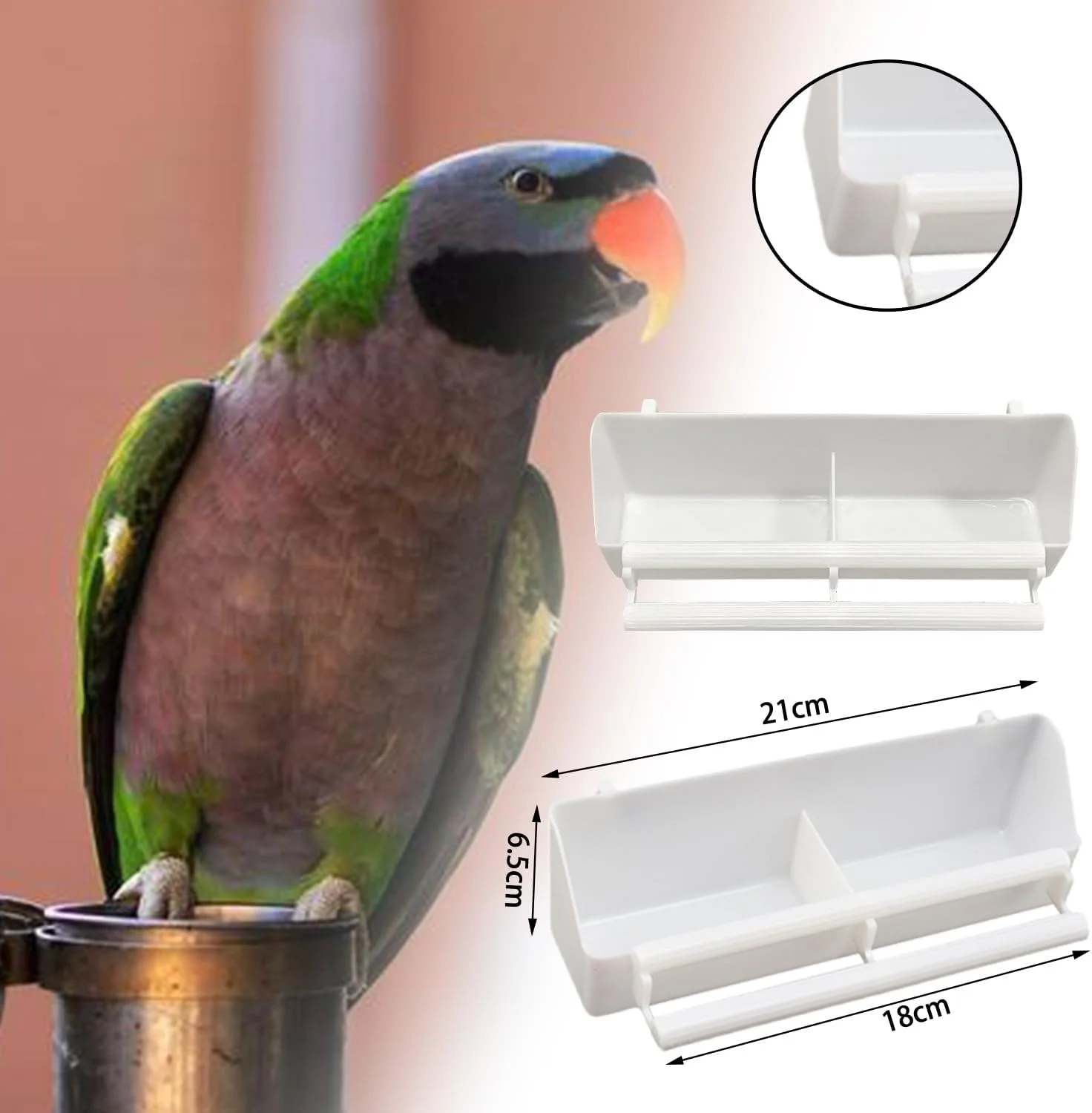 ظرف غذای پرنده 3 عددی، پخش کننده غذا، کاسه غذای پلاستیکی پرنده با میله های ایستاده و محفظه برای پرندگان کوچک و کبوترها