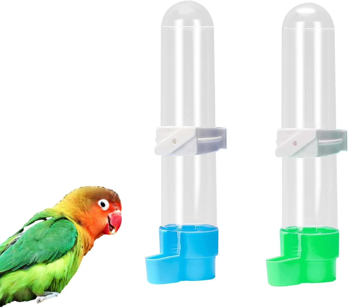 دو عدد ظرف آبخوری پرنده، فنجان تغذیه، بطری های آب اتوماتیک، پخش کننده، آویز، بطری نوشیدنی پرنده برای طوطی های کوکاتیل