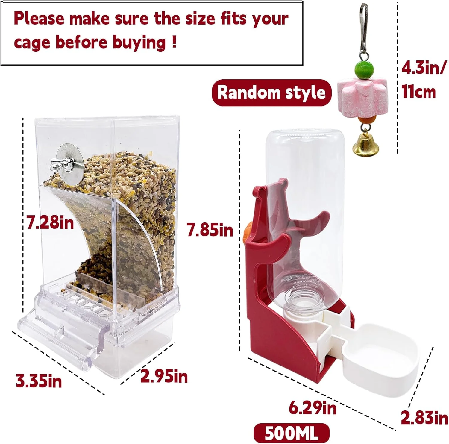 ظرف غذای اتوماتیک طوطی Hamiledyi، آبخوری پرنده برای قفس، ظرف غذای بدون کثیف کردن، ایستگاه تغذیه با 3 سنگ سوهان منقار برای عروس هلندی، کاکادو، قناری و مرغ عشق