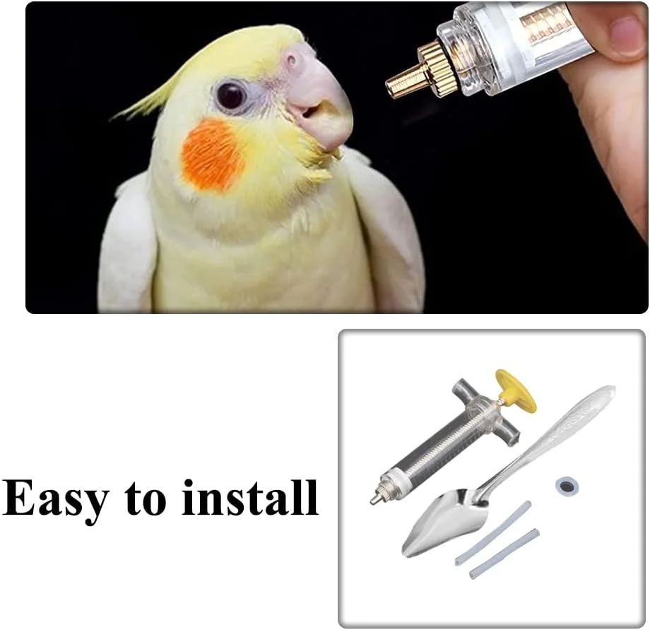 دو عدد سرنگ تغذیه دستی پرندگان (20 میلی لیتر، 10 میلی لیتر) به همراه دو عدد قاشق تغذیه، مناسب برای تغذیه شیر و دارو به پرندگان بیمار، طوطی و سایر حیوانات خانگی