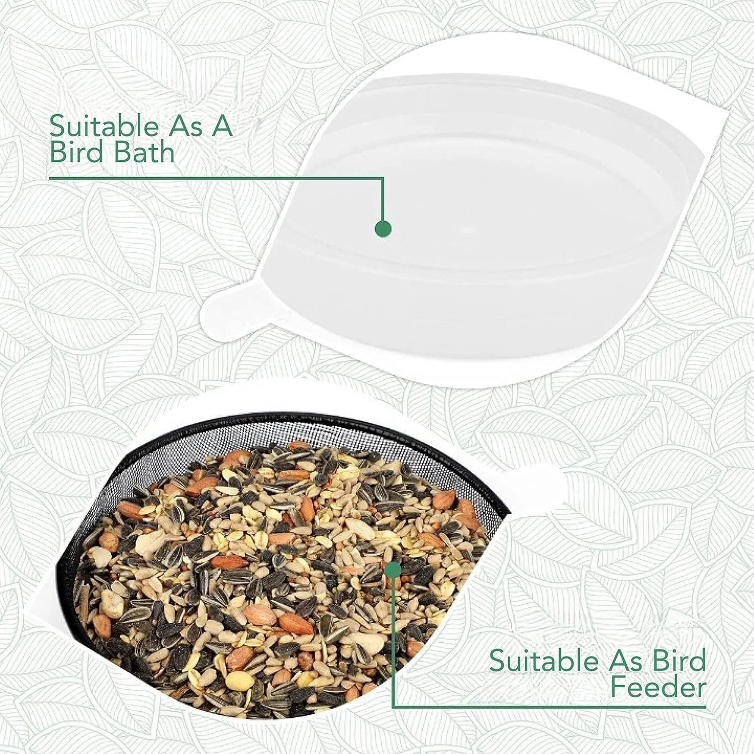 آبخوری و دانخوری آویز پرندگان، 2 در 1 مناسب فضای باز، سینی دانخوری آویز با بست بالکن 18 سانتی متر