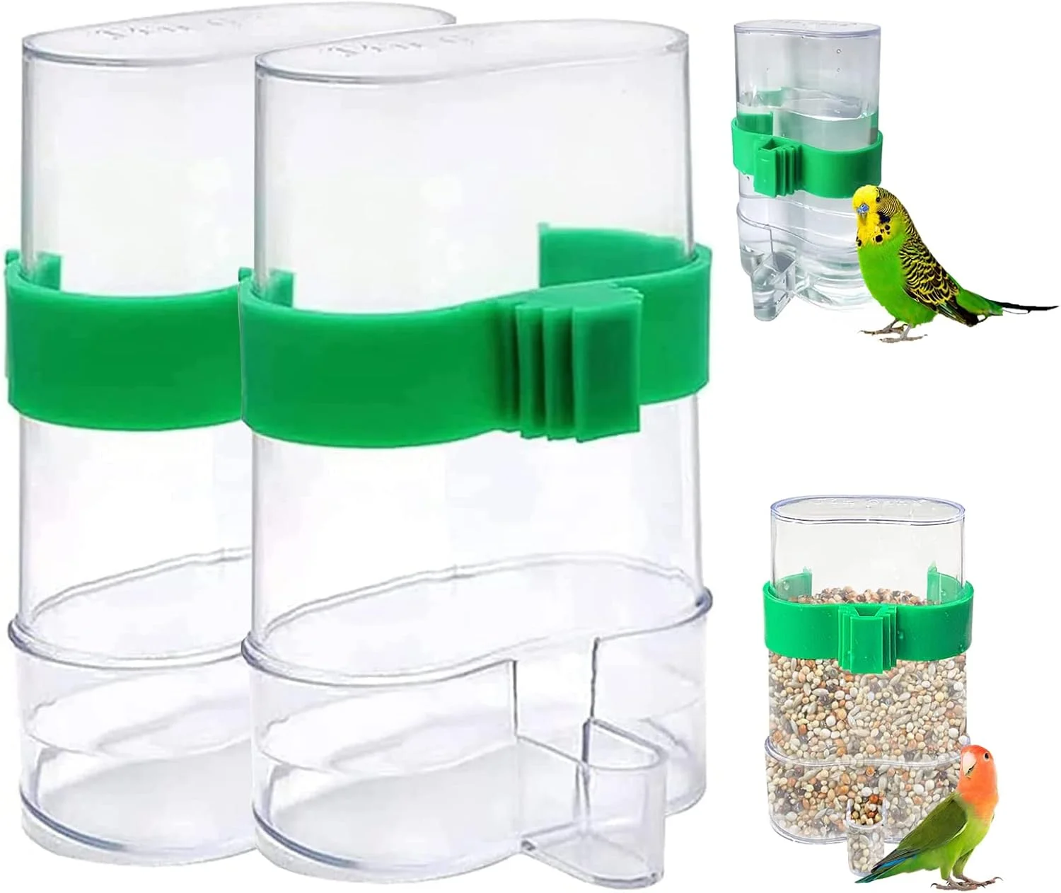 GNAFOTU [بسته 2 عددی] آبخوری اتوماتیک پرندگان، ظرف شفاف غذاخوری پرندگان، غذاخوری اتوماتیک.