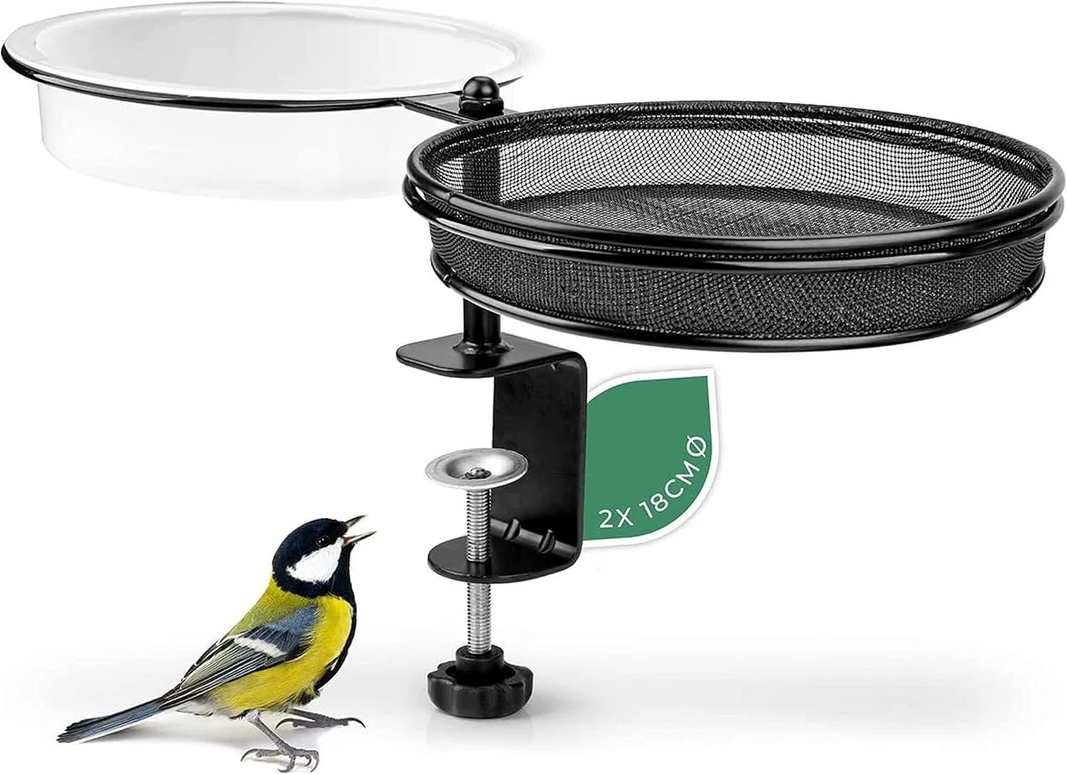 آبخوری و دانخوری آویز پرندگان، 2 در 1 مناسب فضای باز، سینی دانخوری آویز با بست بالکن 18 سانتی متر