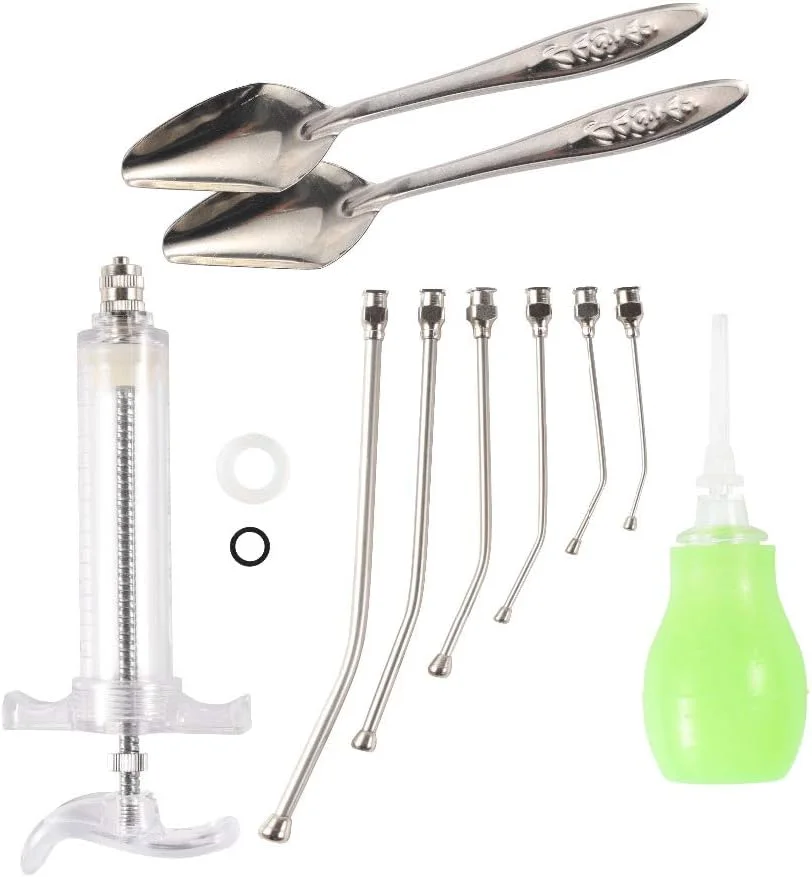 سرنگ تغذیه پرندگان، تغذیه دستی، پرورش، گاواژ، سوزن خمیده، لوله دارو، سرنگ تغذیه حیوانات کوچک پرندگان، ظرف غذا (50 میلی لیتر)