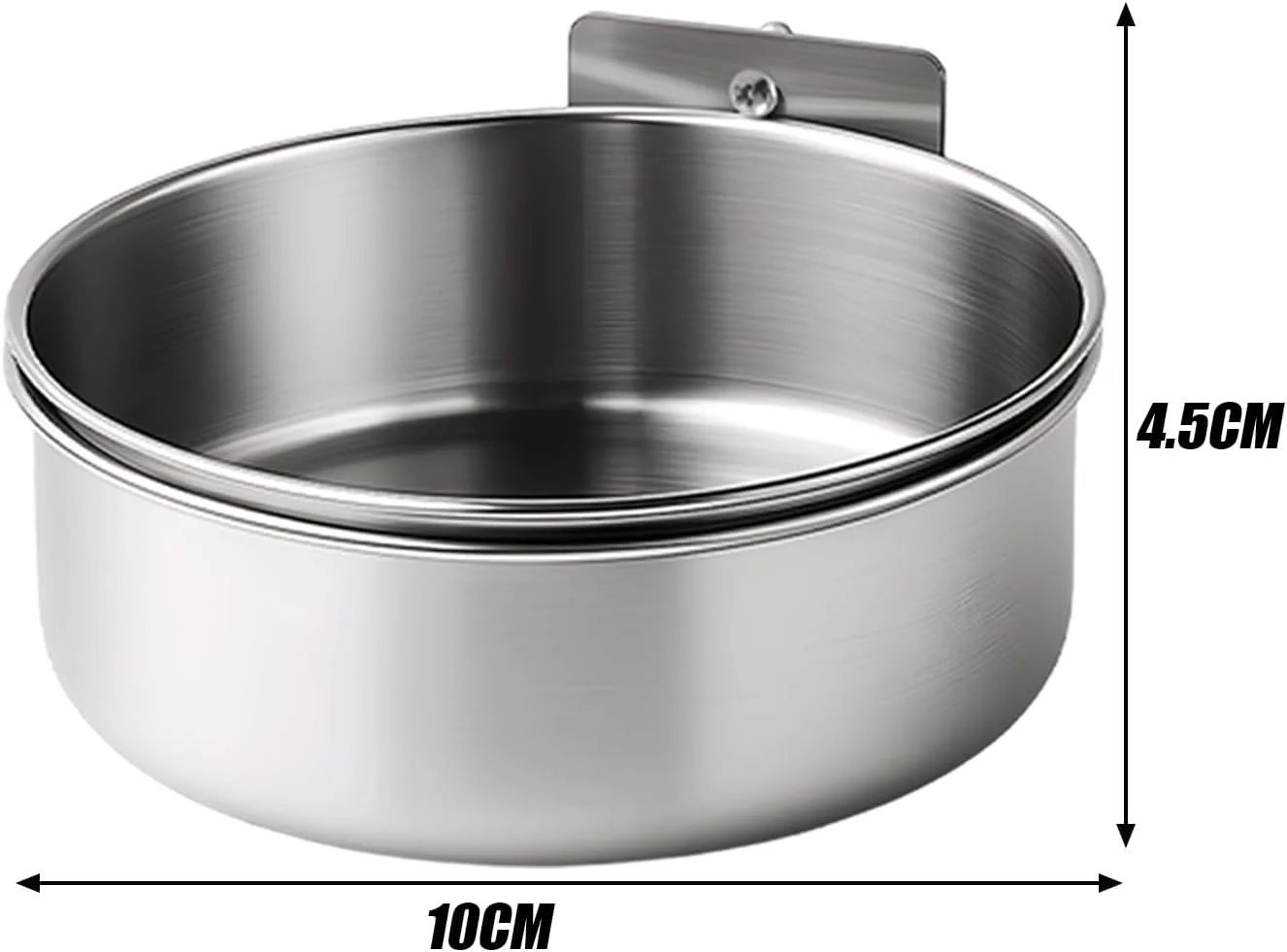 فنجان های تغذیه طوطی، ظرف غذای پرندگان، ظروف استیل ضد زنگ، کاسه های آب قفس با گیره نگهدارنده برای کوکاتیل، حیوانات کوچک، چینچیلا (نقره ای، 10x10x4.5cm)