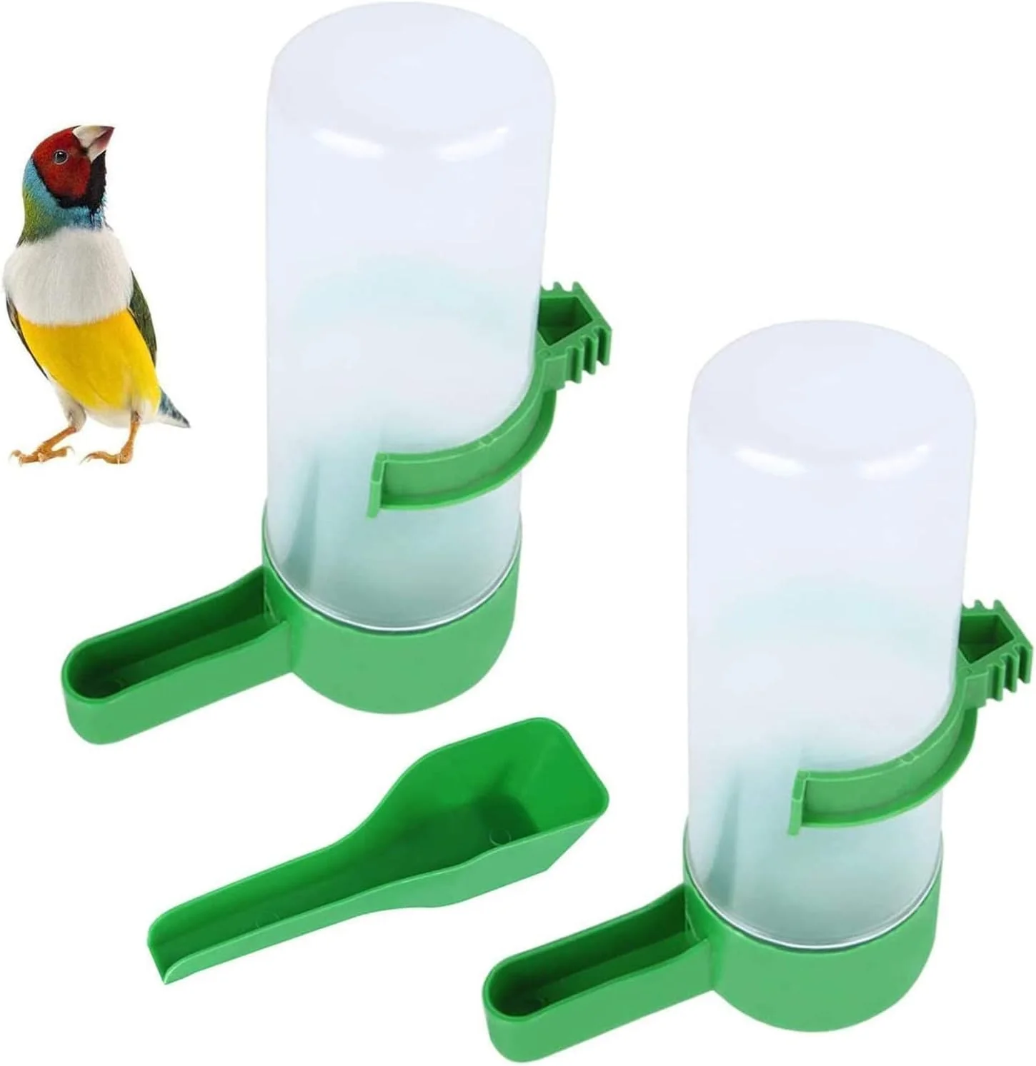 ELECDON دو عدد آبخوری و دانخوری اتوماتیک پرنده، لوازم جانبی قفس پرنده آویز برای طوطی، مرغ عشق، عروس هلندی، مرغ مینا (60 میلی لیتر)