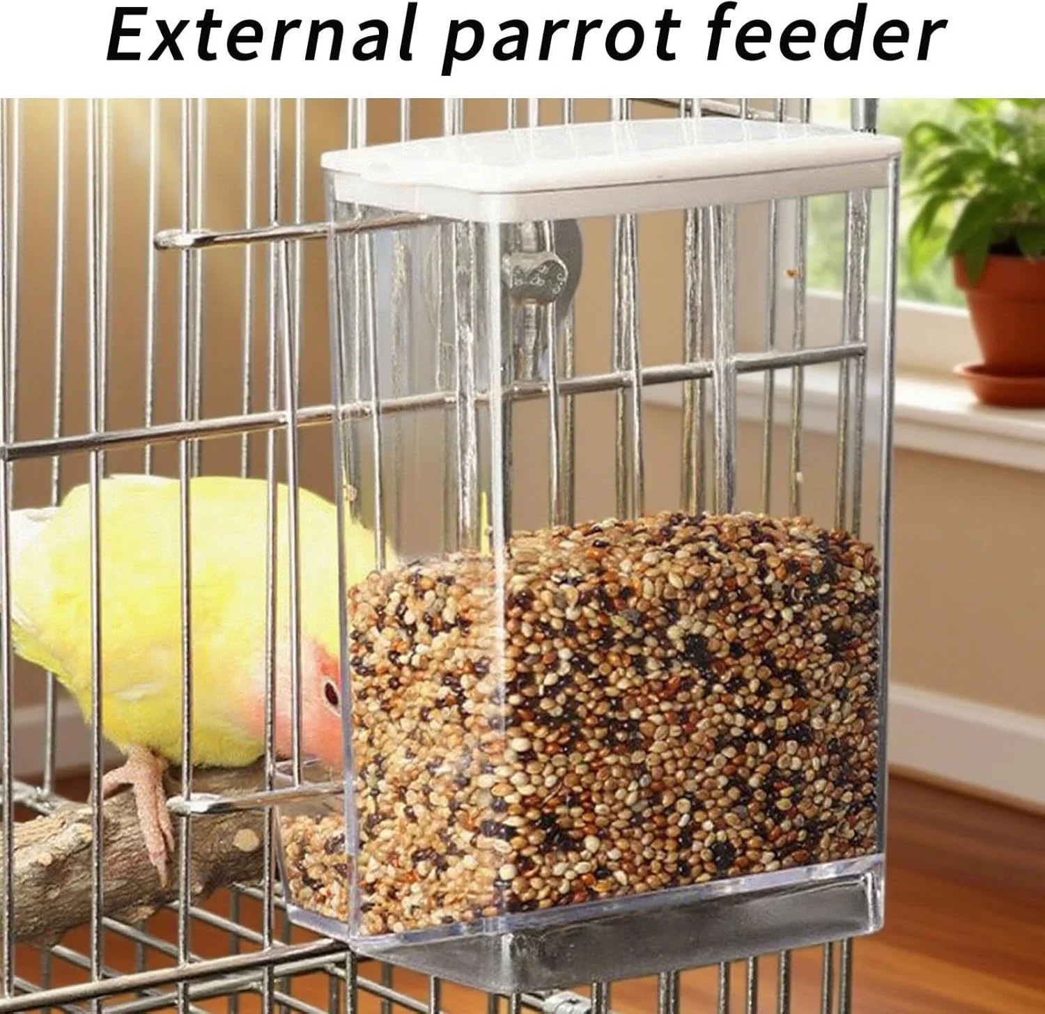 ظرف غذای پرنده خودکار، پخش کننده غذای پرنده جداشدنی - شفاف برای مرغ مگس خوار طوطی مرغ باغ عرشه لباسشویی