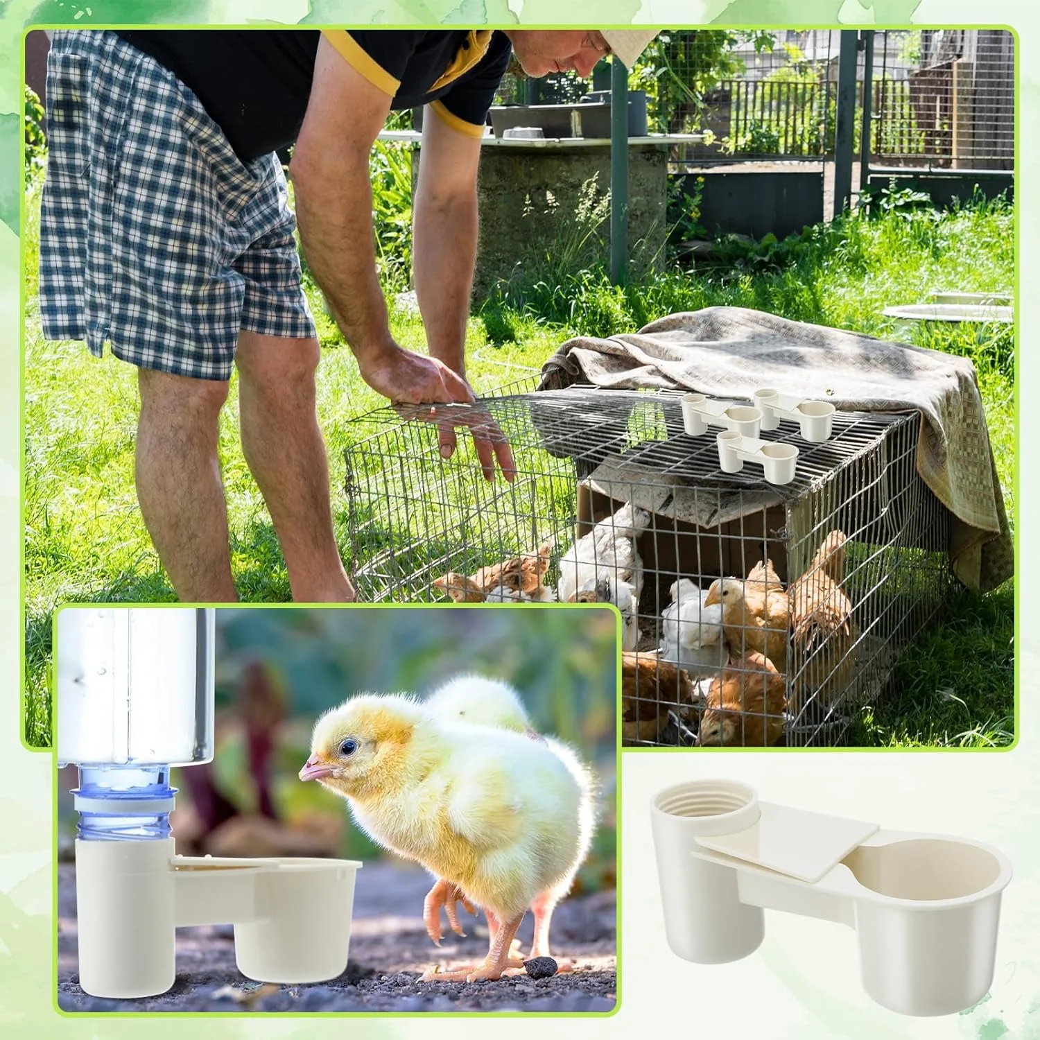 فنجان های آبخوری پرندگان، آبخوری پلاستیکی قفس، لوازم جانبی بطری آبخوری طیور بلدرچین مرغ، رنگ سفید، 12 عدد