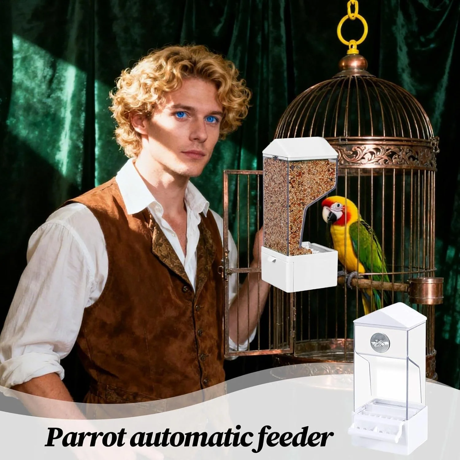 ظرف غذای پرنده برای قفس، ظرف غذای طوطی حیوان خانگی در خارج از قفس | ظرف غذای شفاف ضد پاشش پرندگان برای قناری، مرغ عشق، کاکادو، عروس هلندی، گنجشک، سینه‌سرخ و فنچ