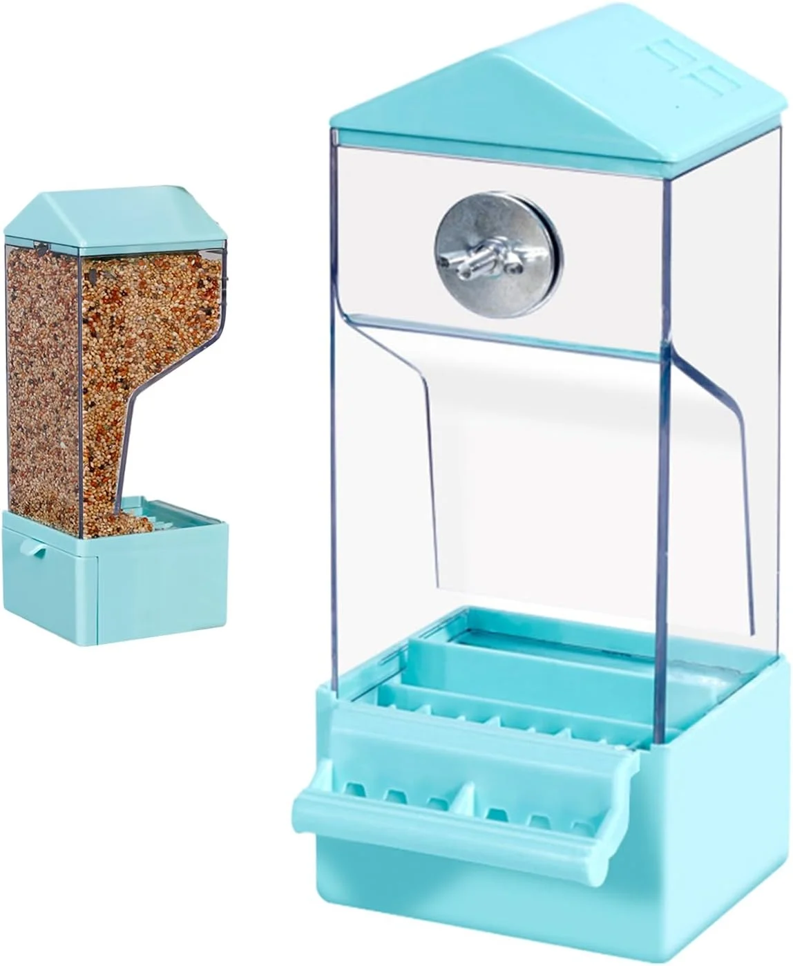 ظرف غذای طوطی - ظرف غذای خودکار طوطی برای قفس در فضای باز، ظرف غذای شفاف ضد پاشش پرندگان برای قناری، مرغ عشق، کاکادو، عروس هلندی، گنجشک، سینه سرخ و فنچ