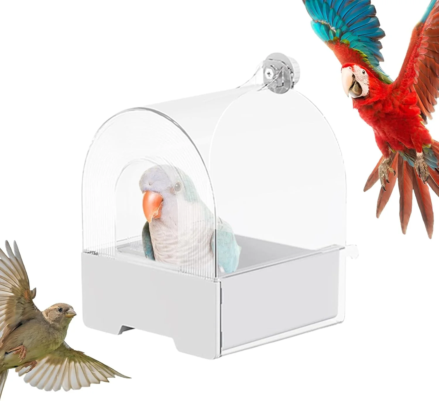 ظرف غذای پرنده، ظرف غذای کشویی طوطی - تجهیزات غذاخوری پرندگان، محوطه حمام، تزئینی برای حیاط خلوت، تراس، باغ، بالکن، پاسیو، حصار