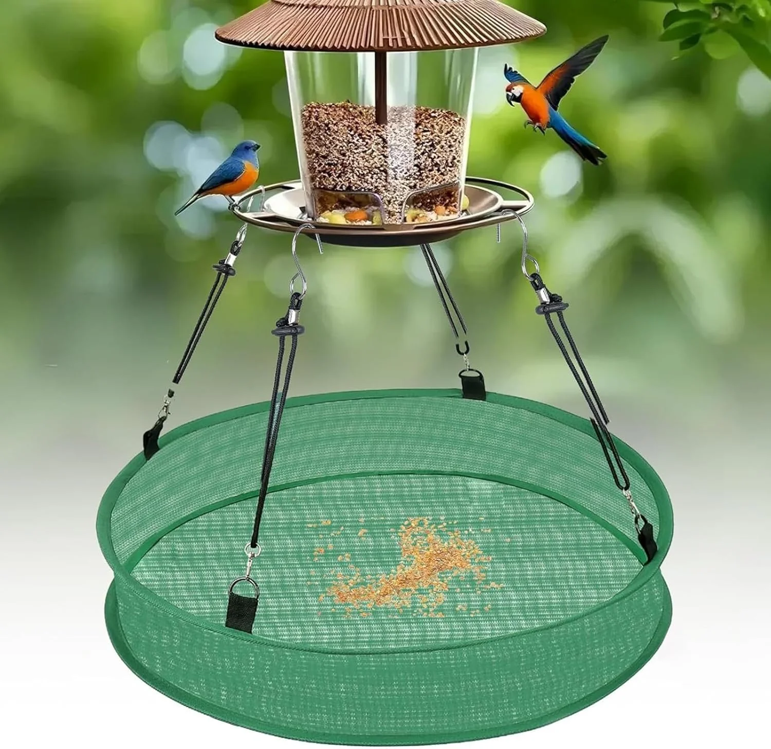 سینی توری آویز غذاخوری پرندگان، دکوراسیون باغ در فضای باز، مناسب تماشای پرندگان، مقاوم در برابر آب و هوا، 2 عدد سینی توری آویز غذاخوری پرندگان، دکوراسیون باغ در فضای باز، مناسب تماشای پرندگان، مقاوم در برابر آب و هوا، 2 عدد