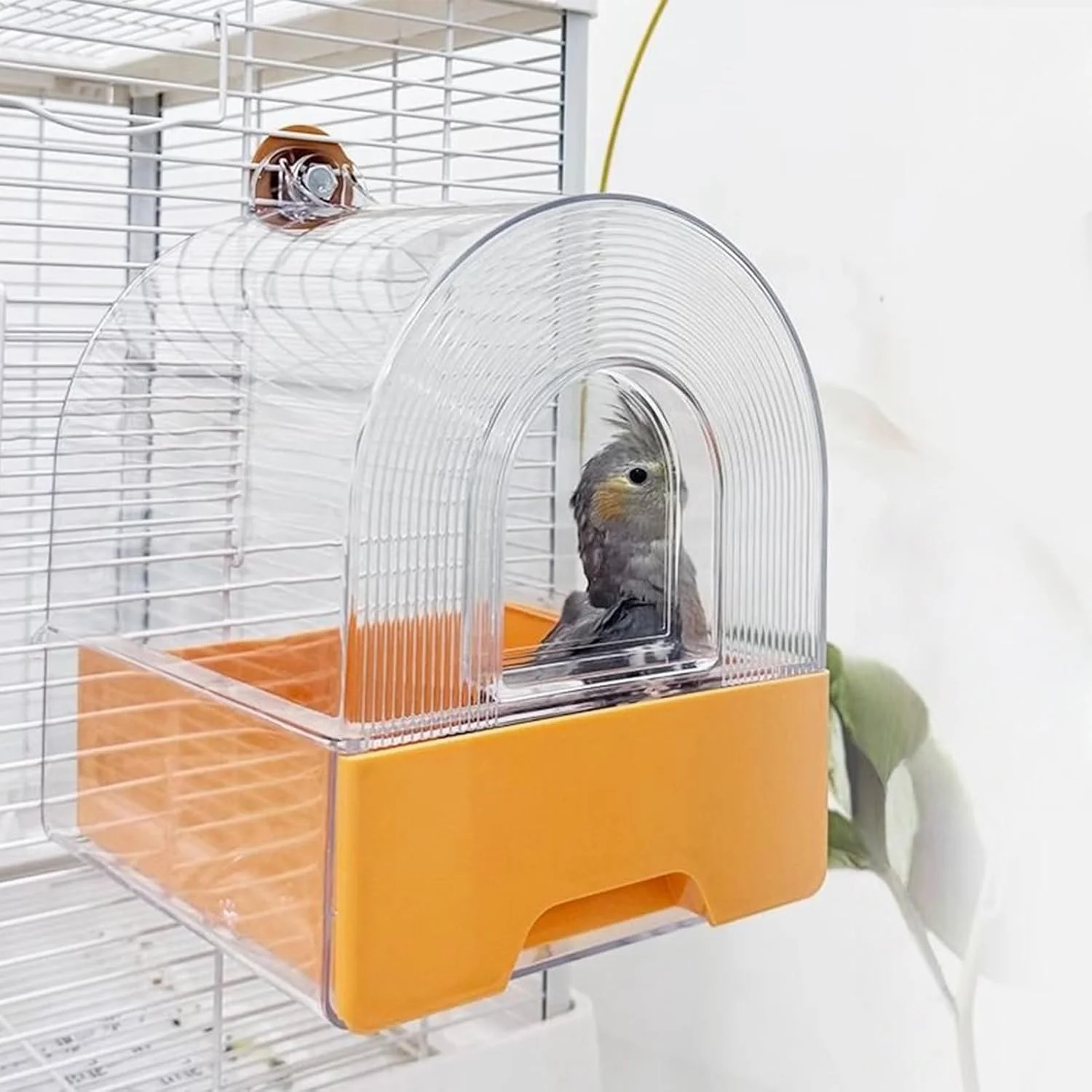 ظرف غذای پرنده برای قفس - ظرف غذای بیرونی کشویی طوطی - تجهیزات غذاخوری پرندگان، منطقه حمام، تزئینی برای حیاط خلوت، تراس، باغ، بالکن، پاسیو، حصار