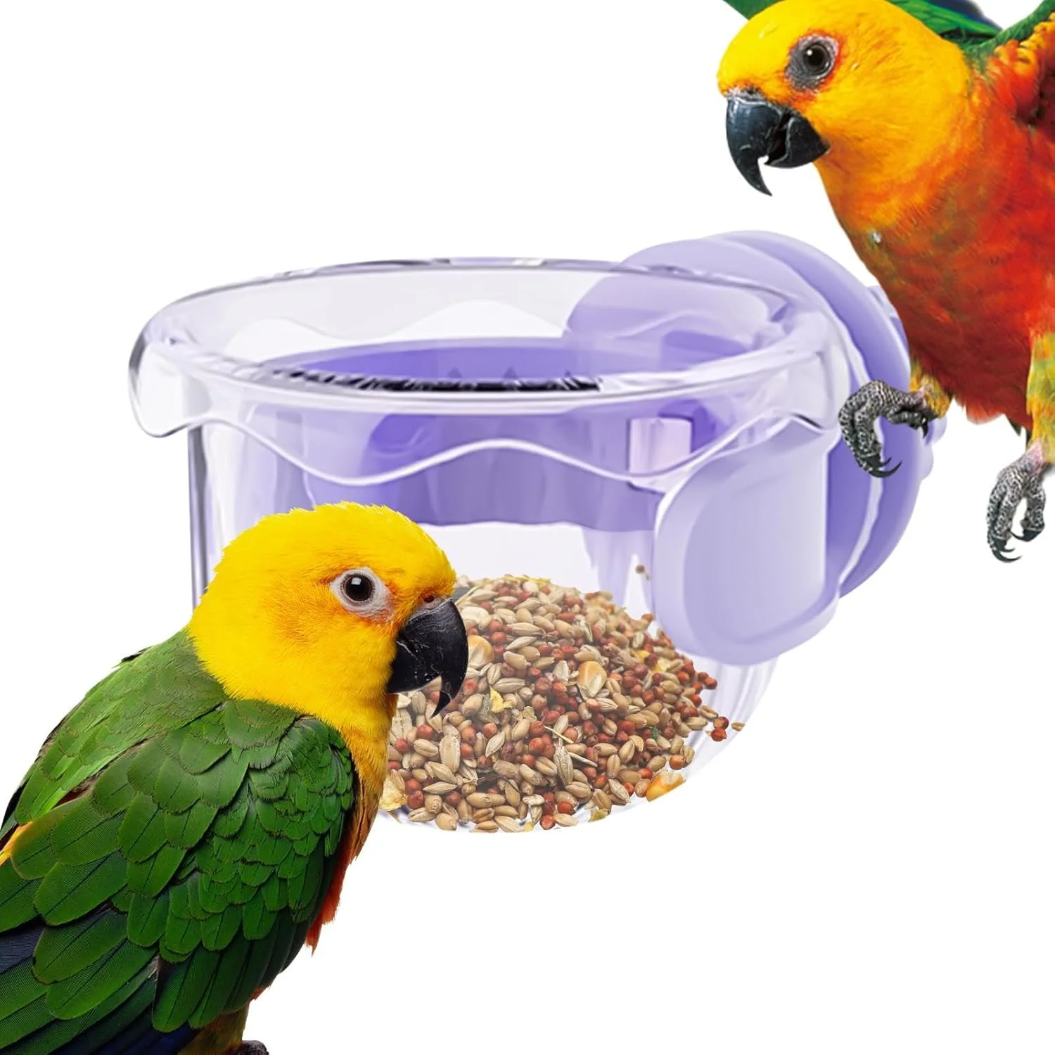 ظرف غذای پرنده برای قفس - ظرف ضد ریزش قابل حمل برای تغذیه و نوشیدن طوطی، ماکائو، عروس هلندی، مناسب فضای باز، باغ، و قفس حمل