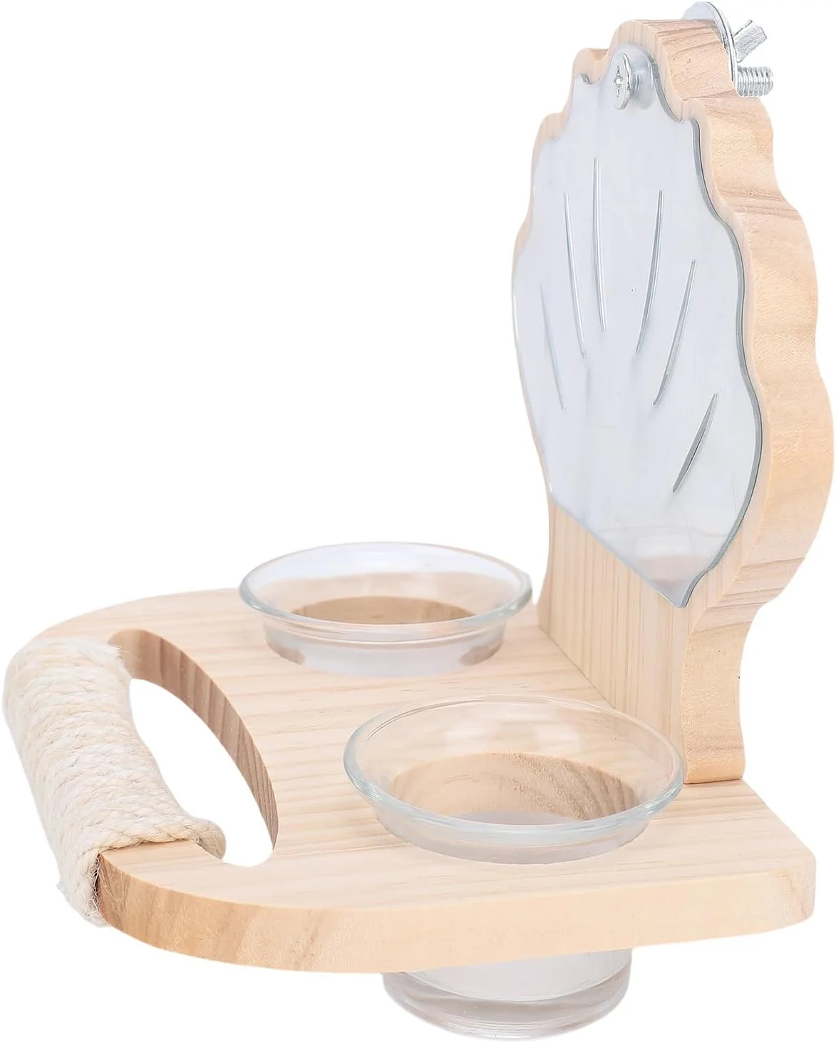 جایگاه چوبی زیبا Jiawu با آینه و ظرف غذا برای پرندگان بازیگوش