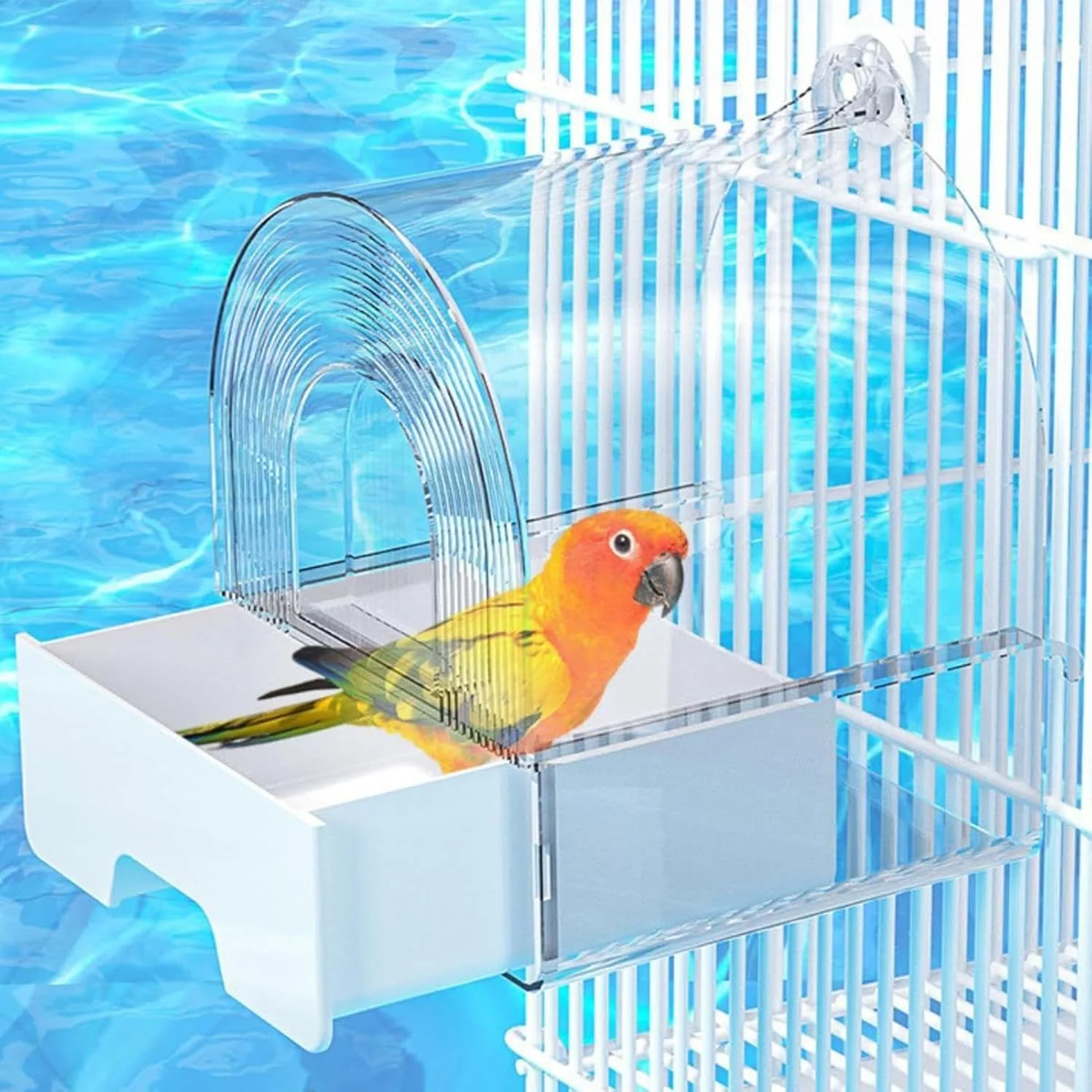 ظرف غذای طوطی | ظرف غذای کشویی طوطی، تجهیزات تزئینی غذا خوردن و حمام کردن پرندگان و حیوانات برای حیاط خلوت، باغ، تراس، بالکن، حصار و پاسیو