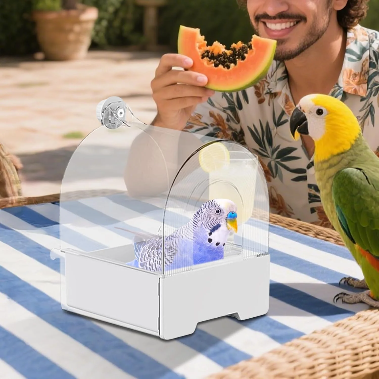 ظرف غذای طوطی | ظرف غذای کشویی طوطی، تجهیزات تزئینی غذا خوردن و حمام کردن پرندگان و حیوانات برای حیاط خلوت، باغ، تراس، بالکن، حصار و پاسیو