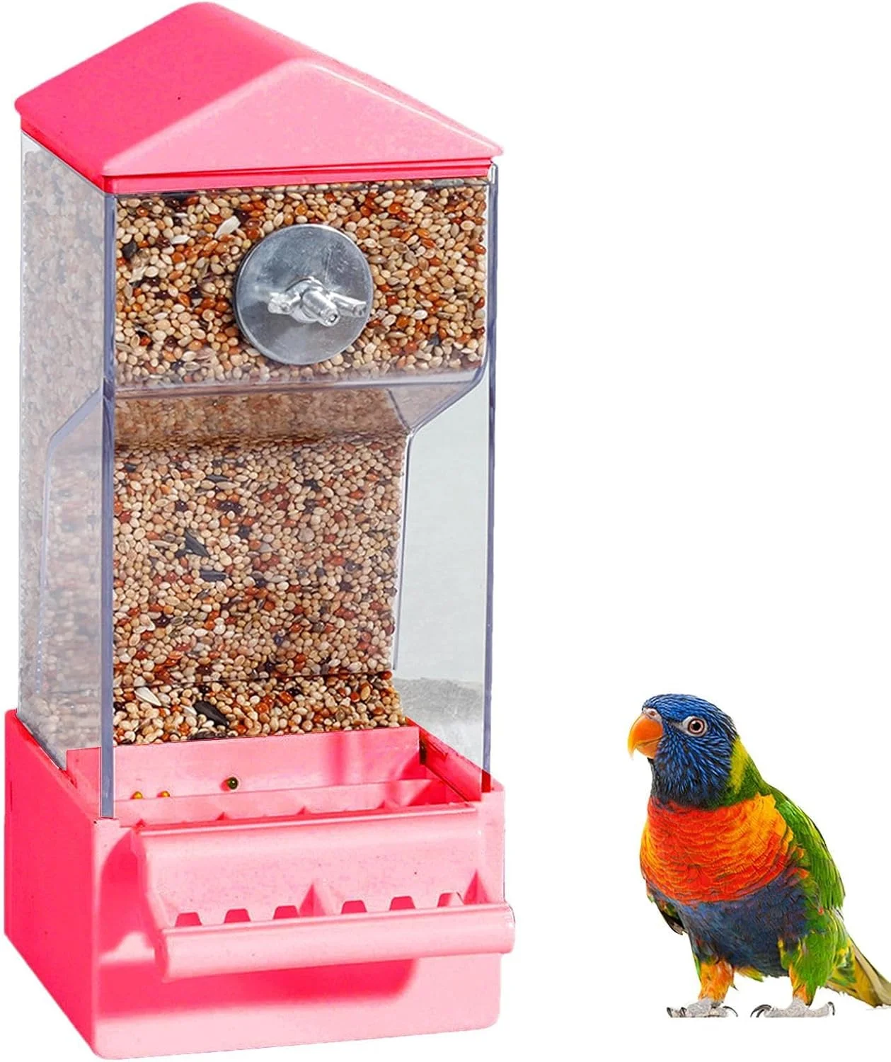 ظرف غذای طوطی - ظرف غذای اتوماتیک خارجی طوطی | ظرف غذای شفاف پرندگان و حیوانات برای فنچ، قناری، کاکادو، سینه‌سرخ، حیاط خلوت، بالکن، تراس، پاسیو، حصار
