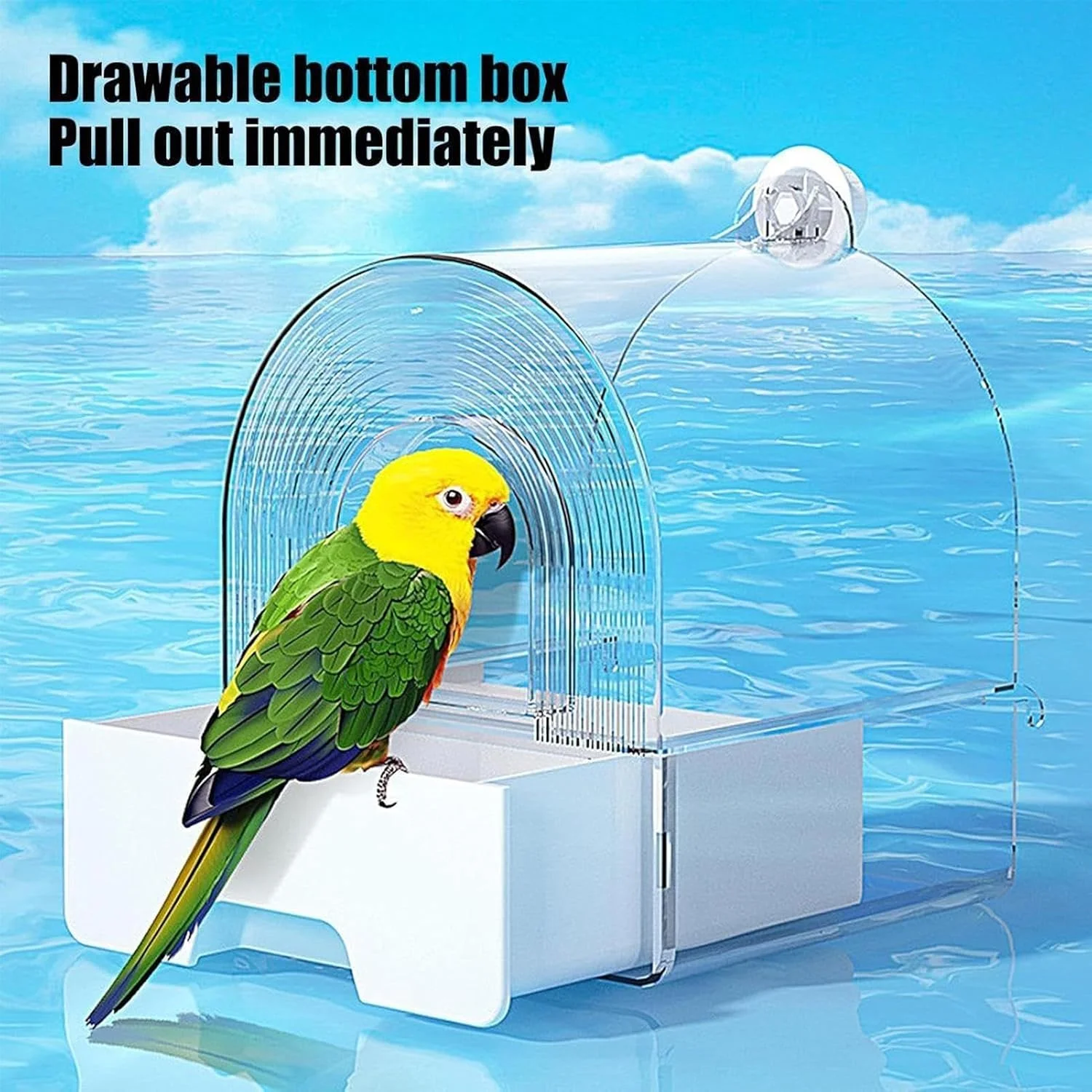 ظرف غذای پرنده، ظرف غذای کشویی طوطی، خانه غذاخوری پرندگان داخلی و خارجی برای قناری، فنچ، گنجشک، سینه سرخ، باغ، بالکن، پاسیو