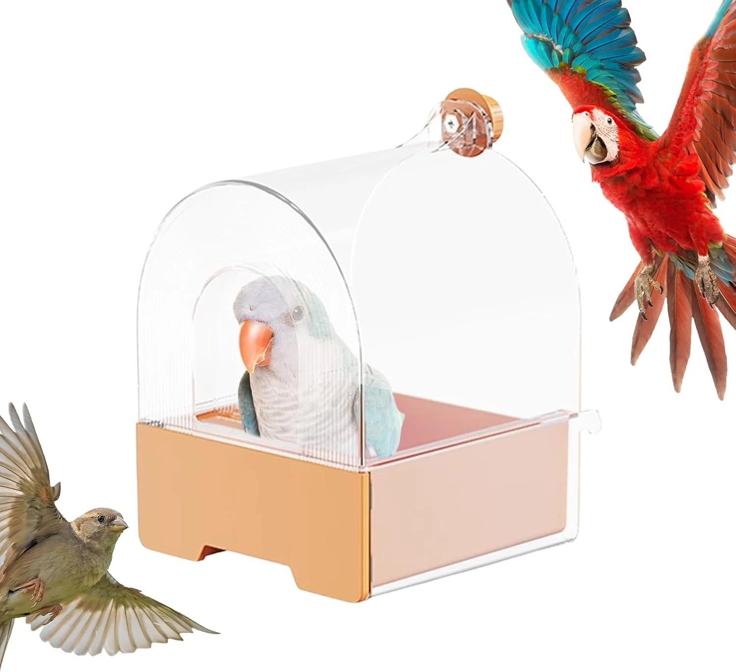 ظرف غذای طوطی | ظرف غذای کشویی مخصوص طوطی، تجهیزات غذاخوری و حمام پرندگان، تزئینی برای حیاط خلوت، تراس، باغ، بالکن، پاسیو، حصار