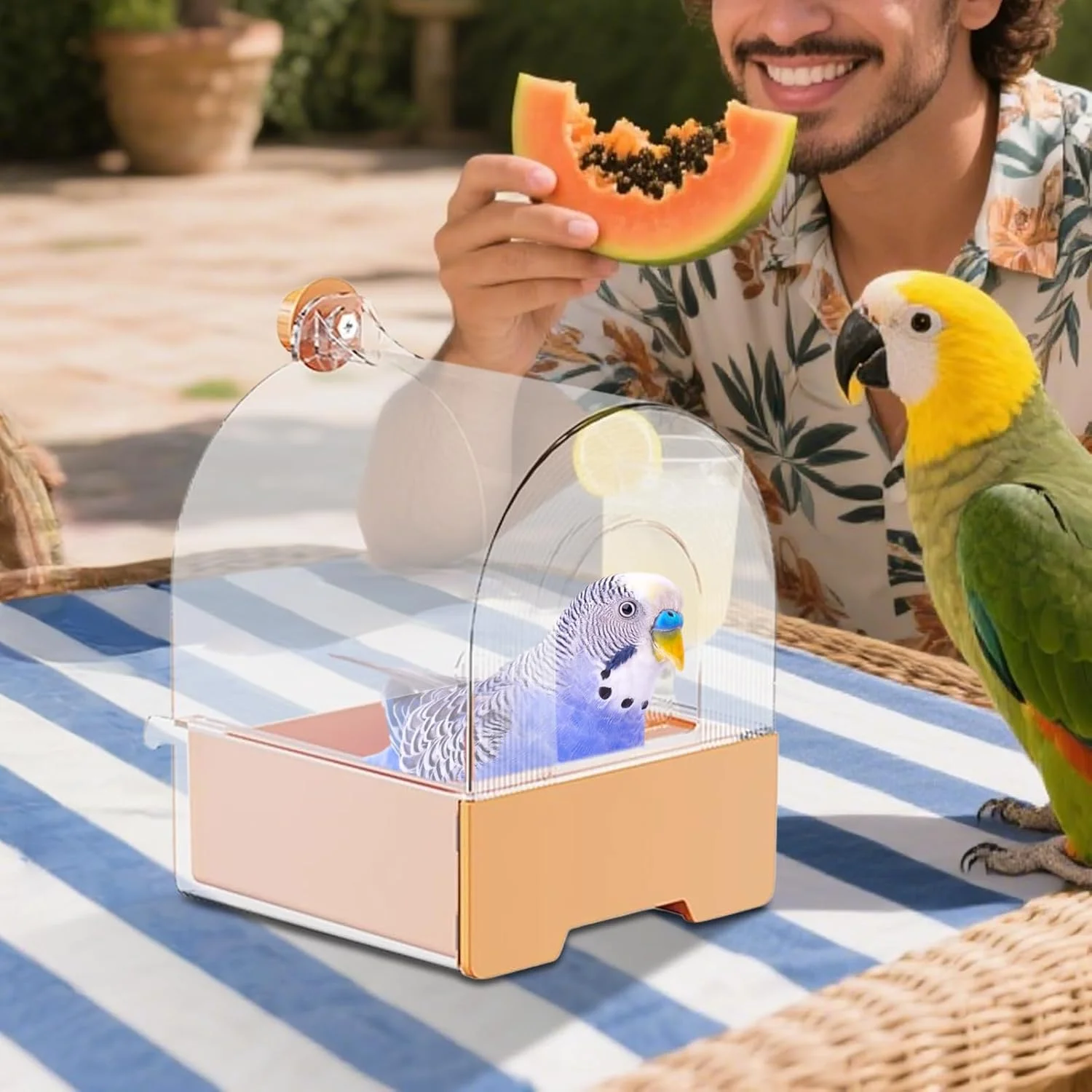 ظرف غذای طوطی | ظرف غذای کشویی مخصوص طوطی، تجهیزات غذاخوری و حمام پرندگان، تزئینی برای حیاط خلوت، تراس، باغ، بالکن، پاسیو، حصار