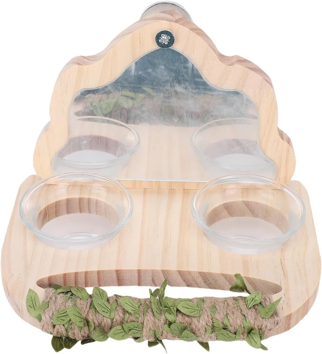 فنجان خوراک آینه ای Jiawu، پایه چوبی خوراک برای عروس هلندی و مرغ عشق، اسباب بازی سرگرم کننده، فروشگاه حیوانات خانگی