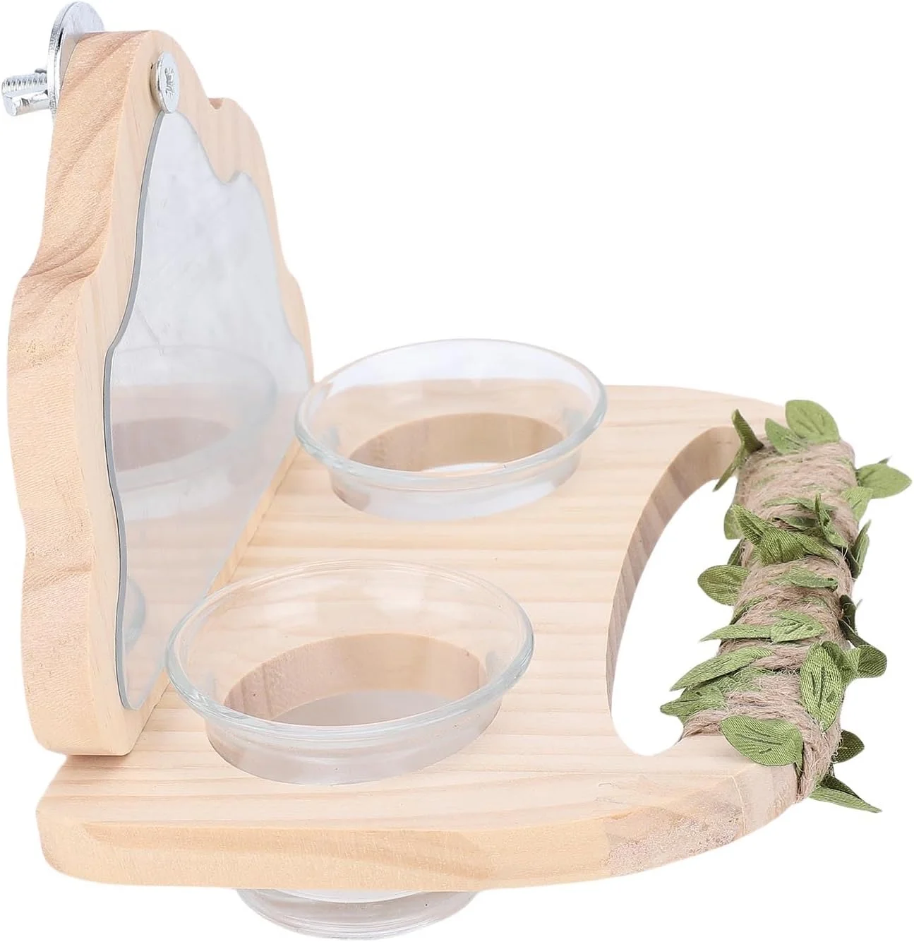 فنجان خوراک آینه ای Jiawu، پایه چوبی خوراک برای عروس هلندی و مرغ عشق، اسباب بازی سرگرم کننده، فروشگاه حیوانات خانگی