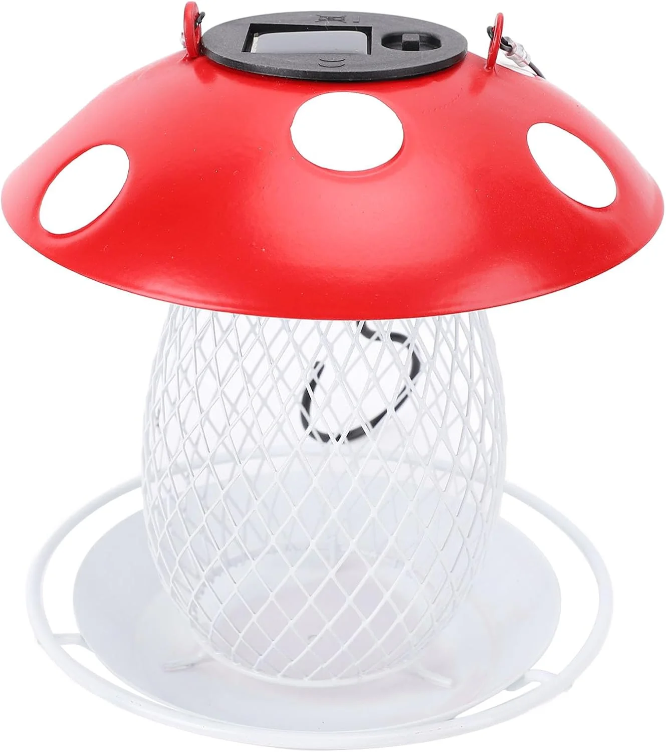 خانه پرنده آویز فضای باز Jiawu، خانه پرنده وحشی آهنی قارچی شکل برای باغ، بالکن