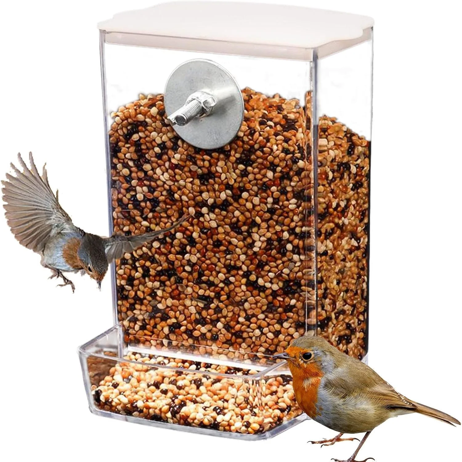 ظرف غذای پرنده با قابلیت پر شدن خودکار - ظرف غذای پرنده جداشدنی - شفاف برای مرغ مگس خوار، طوطی، مرغ، باغ، عرشه، رختشویی