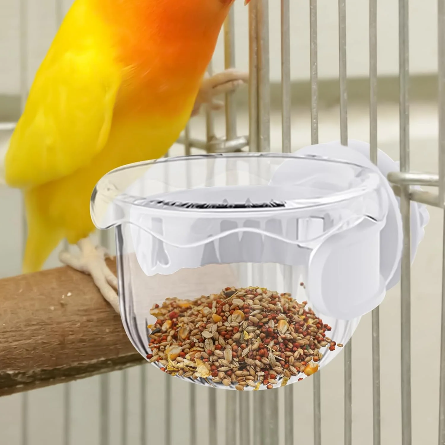 ظرف غذای پرنده برای قفس - ظرف غذای طوطی - ظرف ضد ریزش قابل حمل برای استفاده در قفس های داخلی و خارجی، باغ، مسافرت، مناسب برای طوطی ماکائو و پاراکیت
