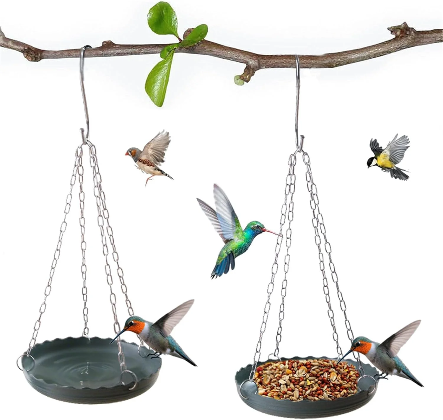 آبخوری و حمام دو منظوره پرندگان برای تزئین حیات خلوت، سینی آویز باغ، آبخوری مقاوم در برابر آب و هوا