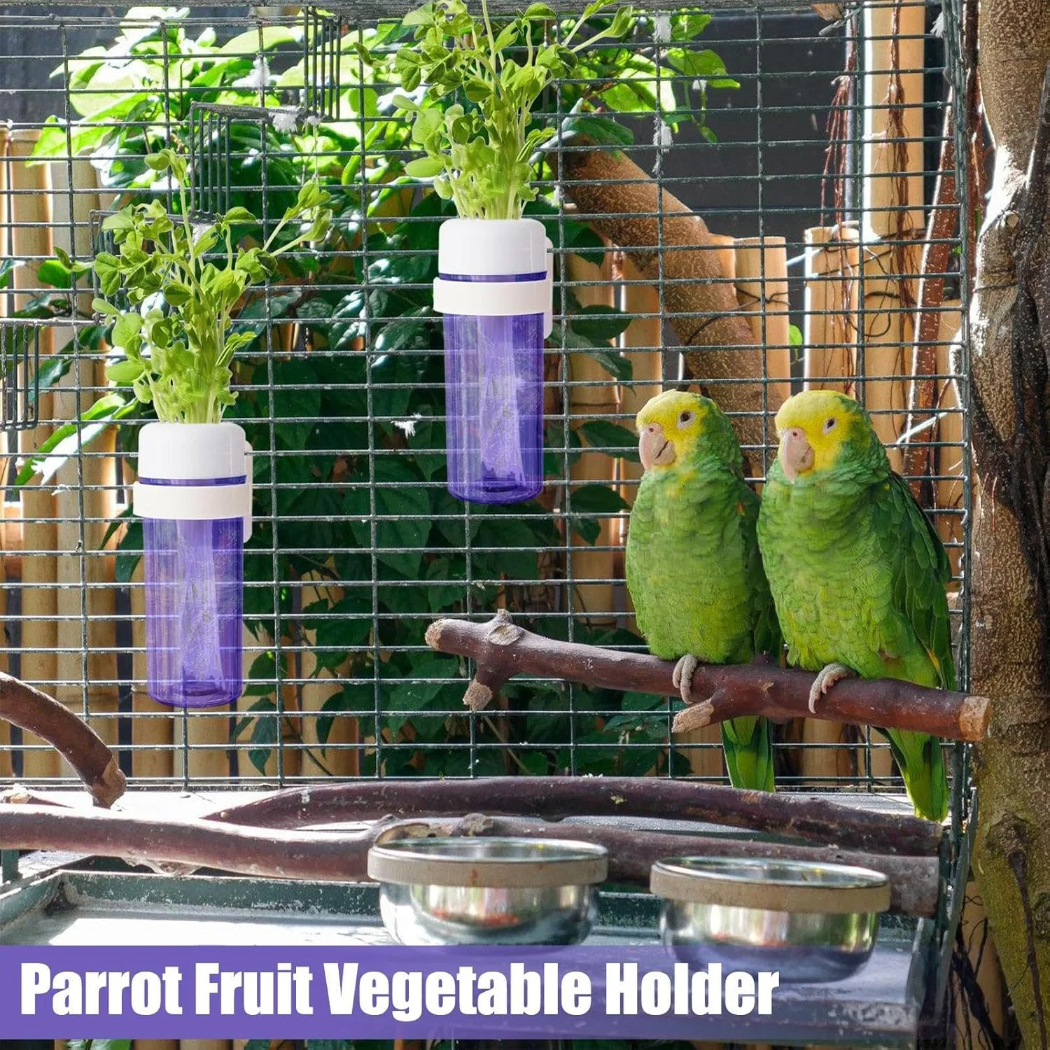 نگهدارنده سبزیجات طوطی - نگهدارنده سبزیجات مرغ عشق با طراحی ذخیره آب برای قفس، سبزیجات را تازه نگه دارید، لوازم تغذیه غذای پرندگان خانگی برای ماکائو، عروس هلندی، گنجشک، فنچ، مرغ عشق
