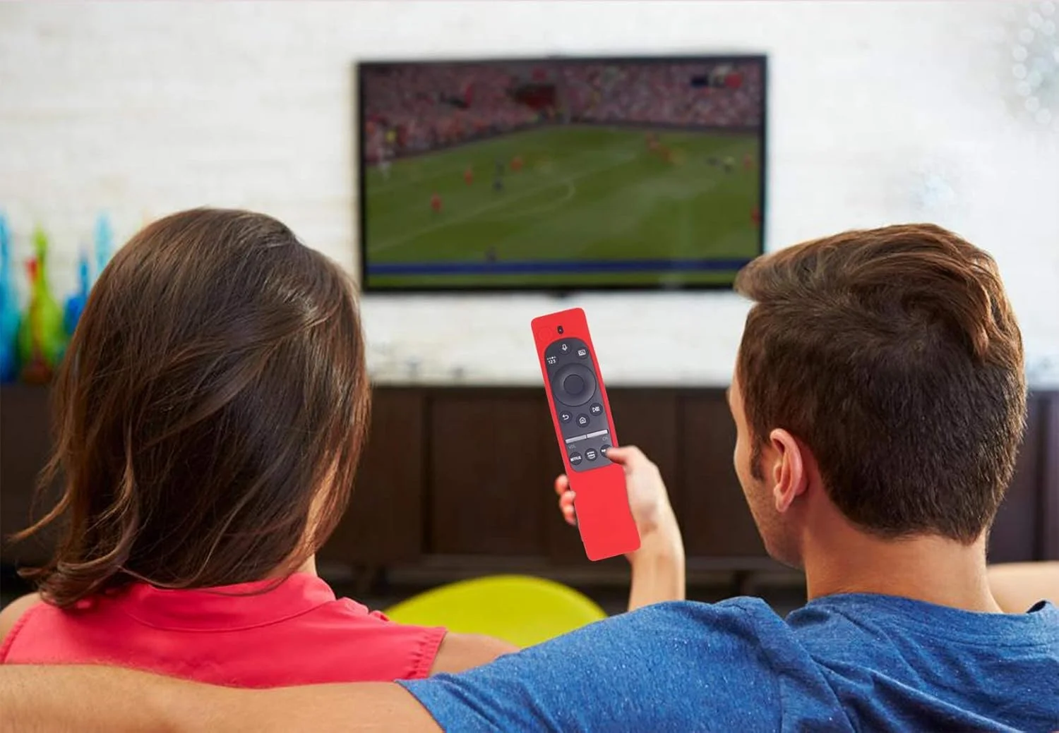 کاور سیلیکونی کنترل تلویزیون هوشمند سامسونگ سری BN59، ضد لغزش و ضد ضربه (قرمز)