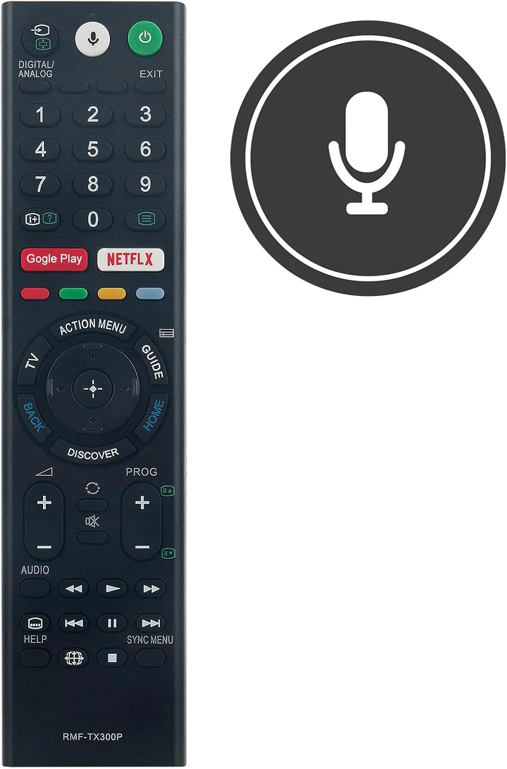 ریموت کنترل صوتی جایگزین RMF-TX300P مناسب برای تلویزیون هوشمند سونی مدل های KD-55X8200E KD-55X8000E KD-49X8200E KD-49X8000E KD-43X8200E FW-55X8001E FW-49X8001E KD-43X7500E KD-43X8000E KD43X8000E 149332112