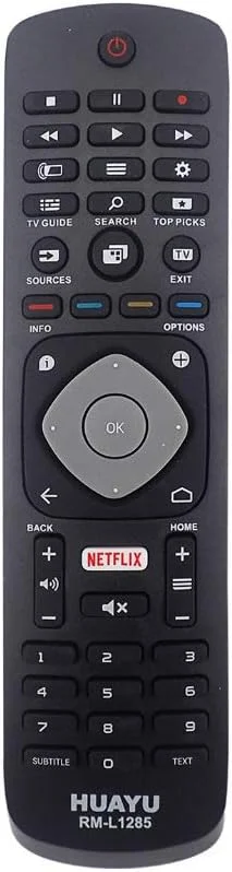 ریموت کنترل جایگزین تلویزیون فیلیپس HUAYU RM-L1285 - ریموت کنترل جایگزین ایده آل تلویزیون با همان عملکردهای ریموت اصلی - مشکی