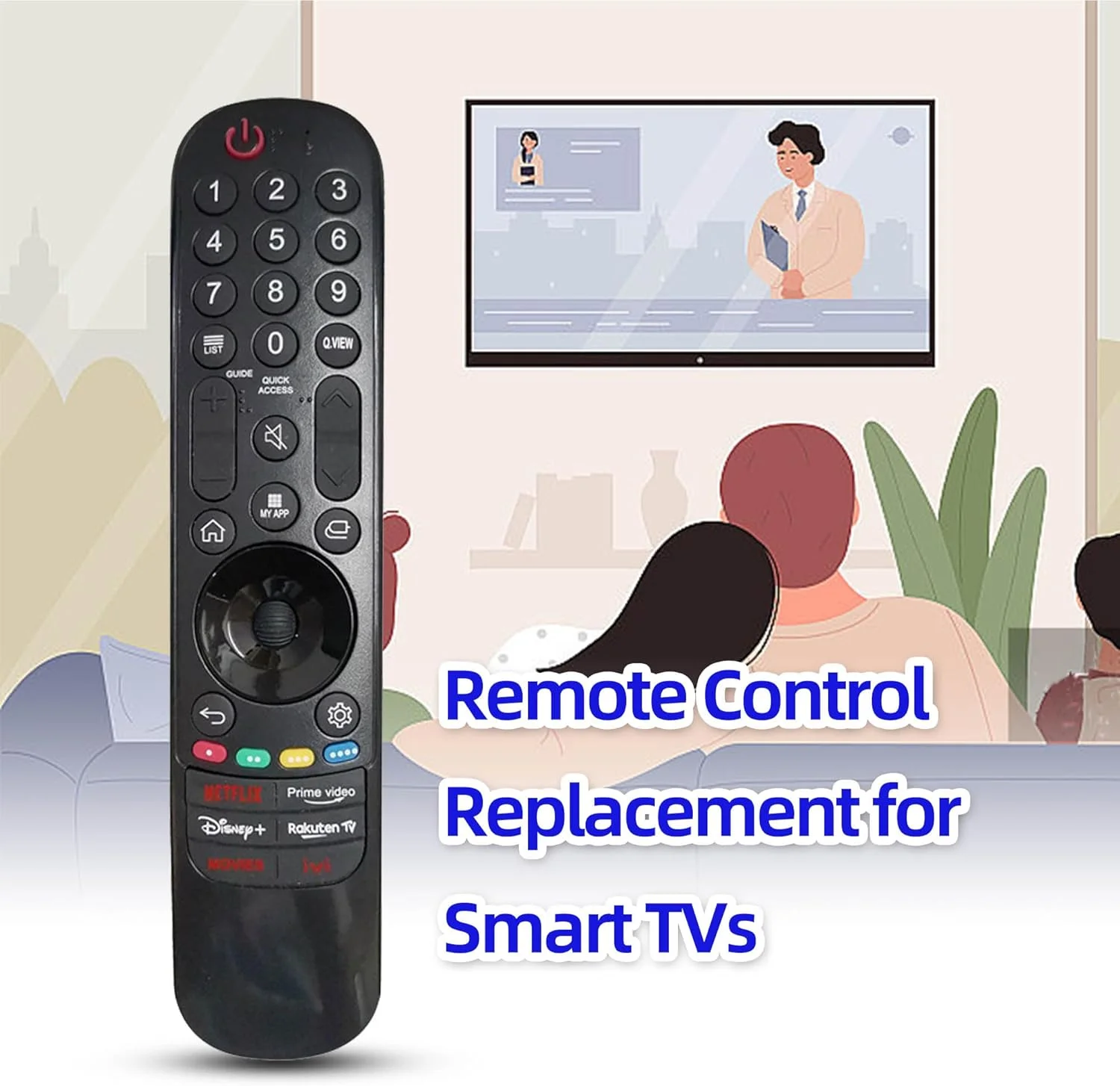 ریموت کنترل مادون قرمز جهانی iHandy برای تلویزیون های هوشمند ال جی، جایگزینی برای تمام تلویزیون های هوشمند ال سی دی ال ای دی اولد UHD HDTV 4K ال جی - بدون عملکردهای صوتی و ماوس (IR-MR21GA)