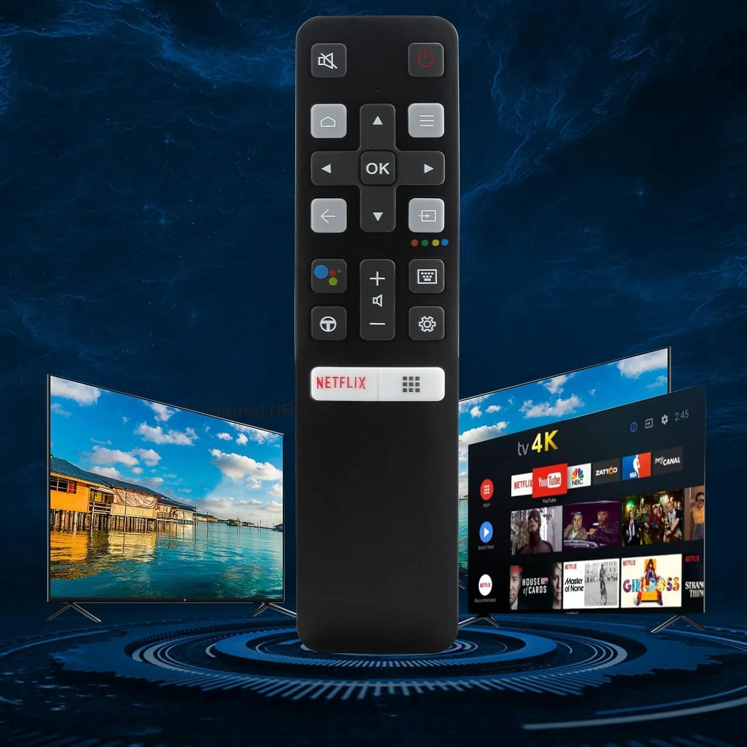ریموت کنترل Hybite سازگار با تلویزیون های هوشمند TCL/Iffalcon Smart HD 4K LED با عملکرد Netflix (بدون عملکرد Google Assist/Voice، فقط ریموت مشابه کار خواهد کرد) مشکی
