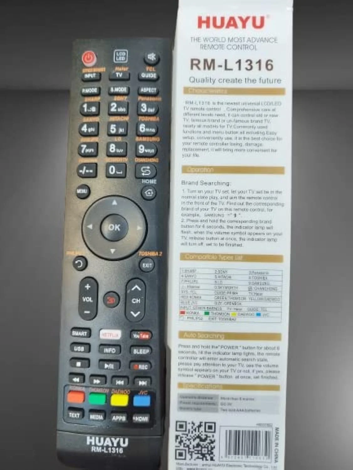 ریموت کنترل تلویزیون هوایو RM-L1316 برای کنترل از راه دور جهانی LED/LCD