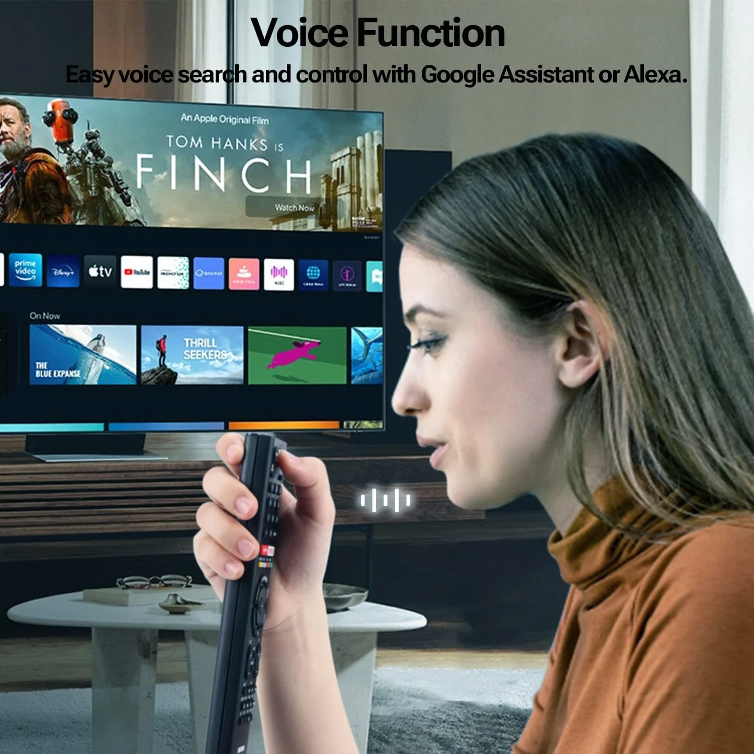 ریموت صوتی Gvirtue RMF-TX310U برای تلویزیون سونی، کنترل جایگزین برای ریموت Sony Bravia، برای تلویزیون هوشمند اندروید/گوگل 4K 8K UHD LED OLED So-ny Bravia، با دکمه های Netflix، Google Play