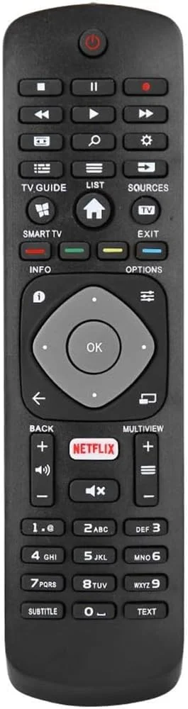ریموت کنترل جایگزین جدید برای تلویزیون های هوشمند ال ای دی فیلیپس: سازگار با 50PUT6103، 55PUT6103، 32PHT5102 و موارد دیگر - دارای دکمه نتفلیکس