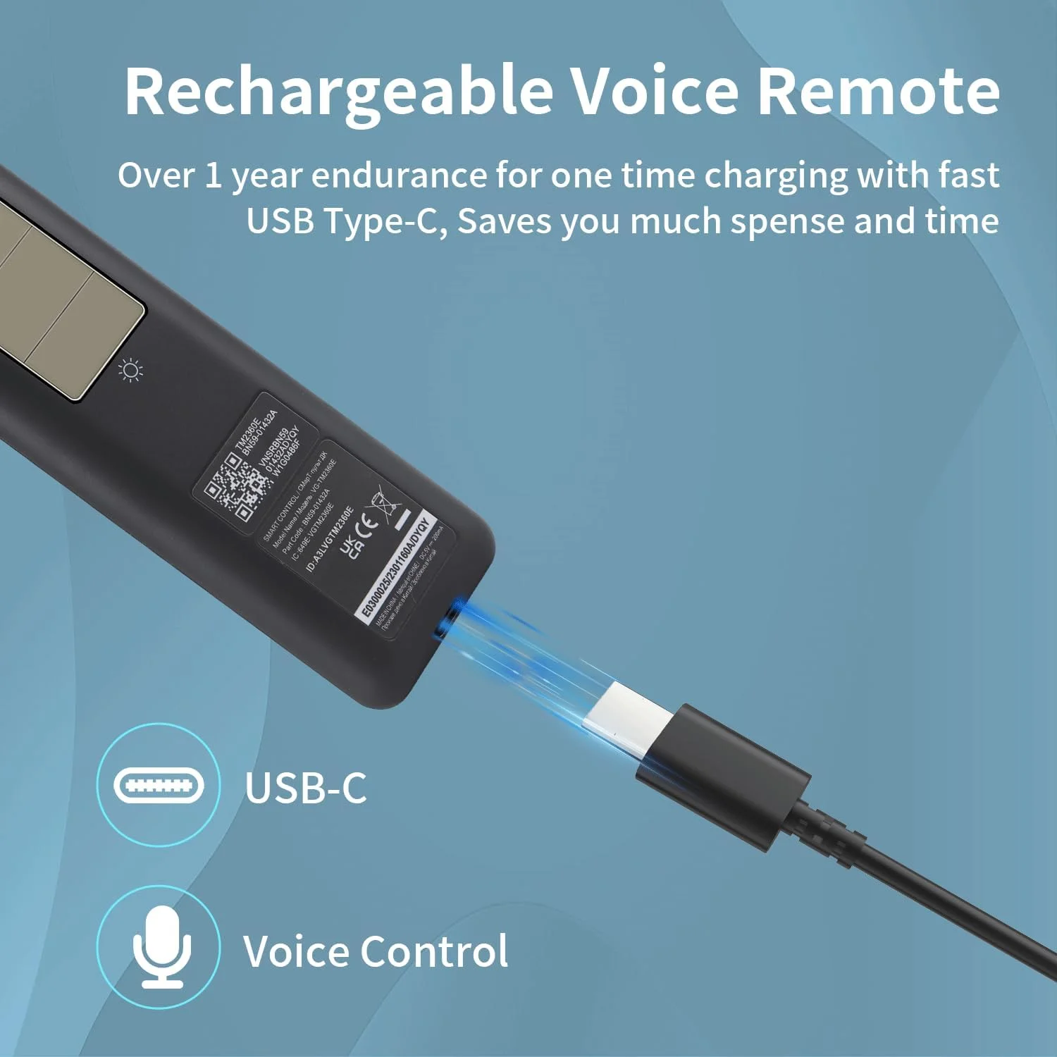 جدیدترین ریموت کنترل خورشیدی صوتی جایگزین BN59-01432A Gvirtue 2023 برای تلویزیون هوشمند سامسونگ با سلول خورشیدی قابل شارژ، سازگار با تلویزیون‌های هوشمند Neo QLED 8K HDR Ultra HD سامسونگ، VG-TM2360E