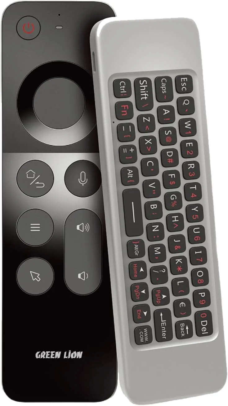 ریموت کنترل یونیورسال بی‌سیم 4 در 1 شارژی گرین لاین با کیبورد، برای تلویزیون‌های هوشمند سامسونگ، ایر ماوس، ریموت IR، کنترل صوتی، سازگار با کامپیوتر، پروژکتور، اندروید/ویندوز/MacOS/Linux