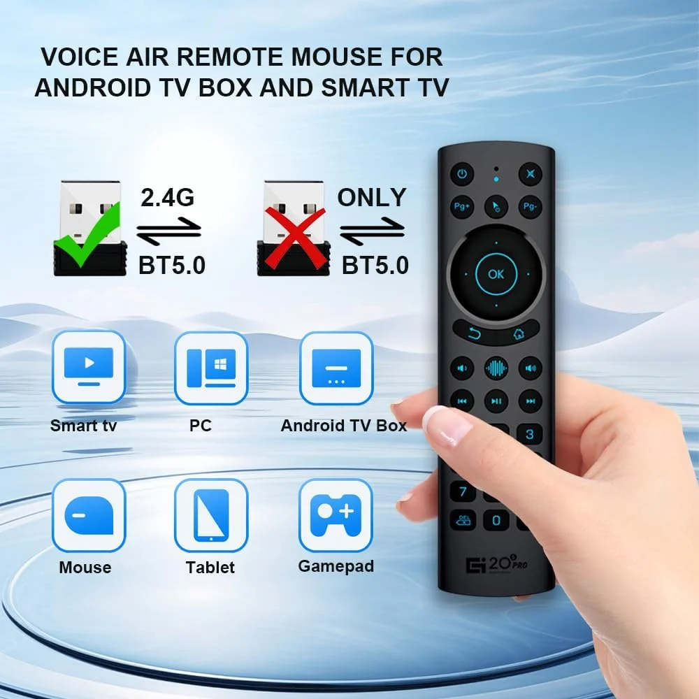 ریموت کنترل بلوتوث بی سیم GREVA برای اندروید باکس، ریموت کنترل هوشمند تلویزیون با نور پس زمینه، USB 2.4G IR 5.0، جایگزین ریموت کنترل جهانی برای تلویزیون های هوشمند سامسونگ (G20S Pro Plus)