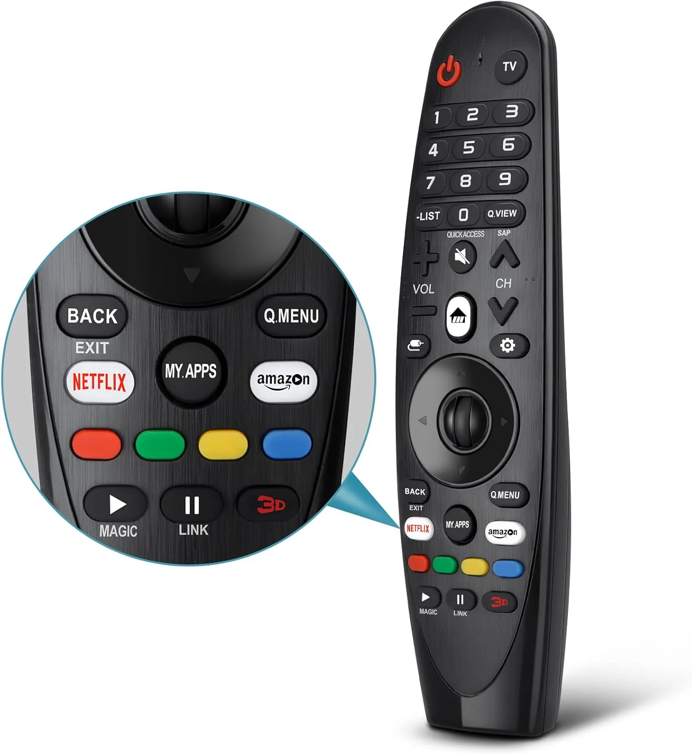 ریموت کنترل جهانی EWO'S برای تلویزیون های هوشمند ال جی، جایگزین ریموت جادویی، دارای دکمه های نتفلیکس و پرایم ویدیو (بدون عملکرد صدا و نشانگر)