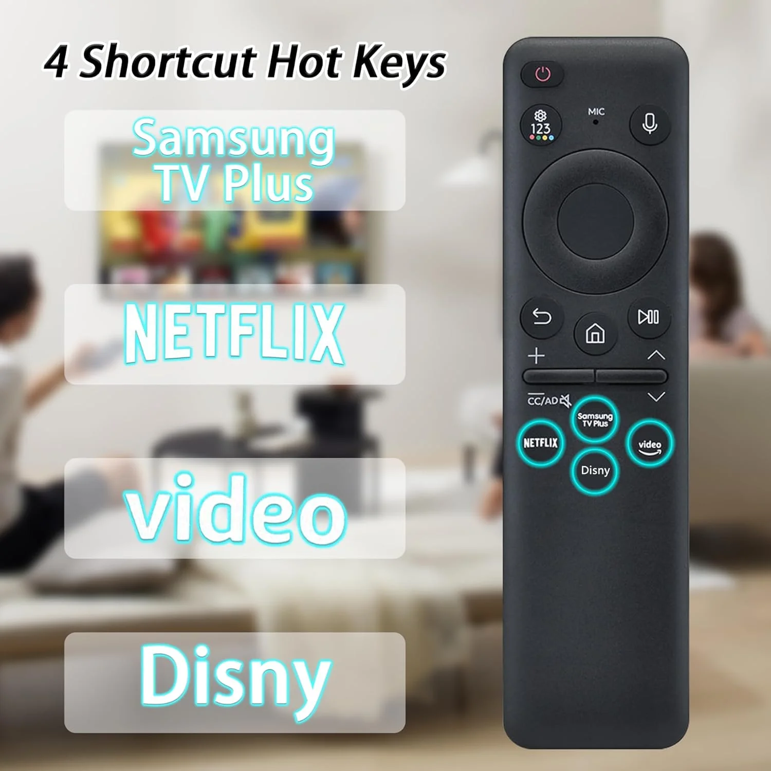 ریموت کنترل صوتی اصلی - ریموت کنترل شارژ خورشیدی BN59-01455A برای تلویزیون هوشمند سامسونگ NEO QLED Crystal UHD. پشتیبانی از فرمان صوتی