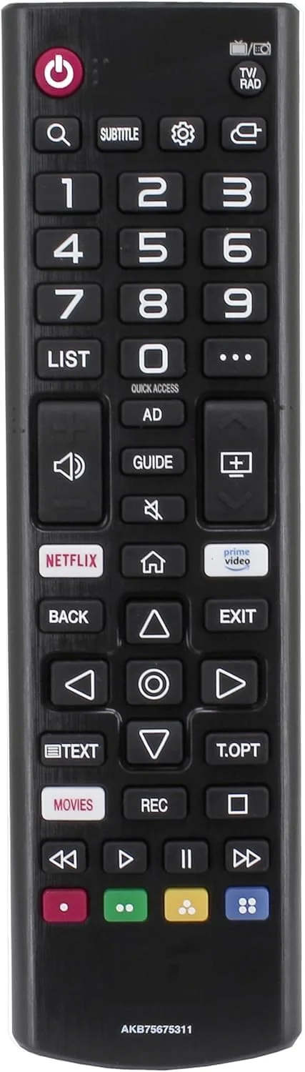 ریموت کنترل جایگزین اصلی Elterazone سازگار با AKB75675311 برای تلویزیون های هوشمند LED - استفاده آسان، بدون نیاز به تنظیمات، ریموت کنترل جهانی تلویزیون برای تلویزیون های 4K UHD، LED، OLED و LCD