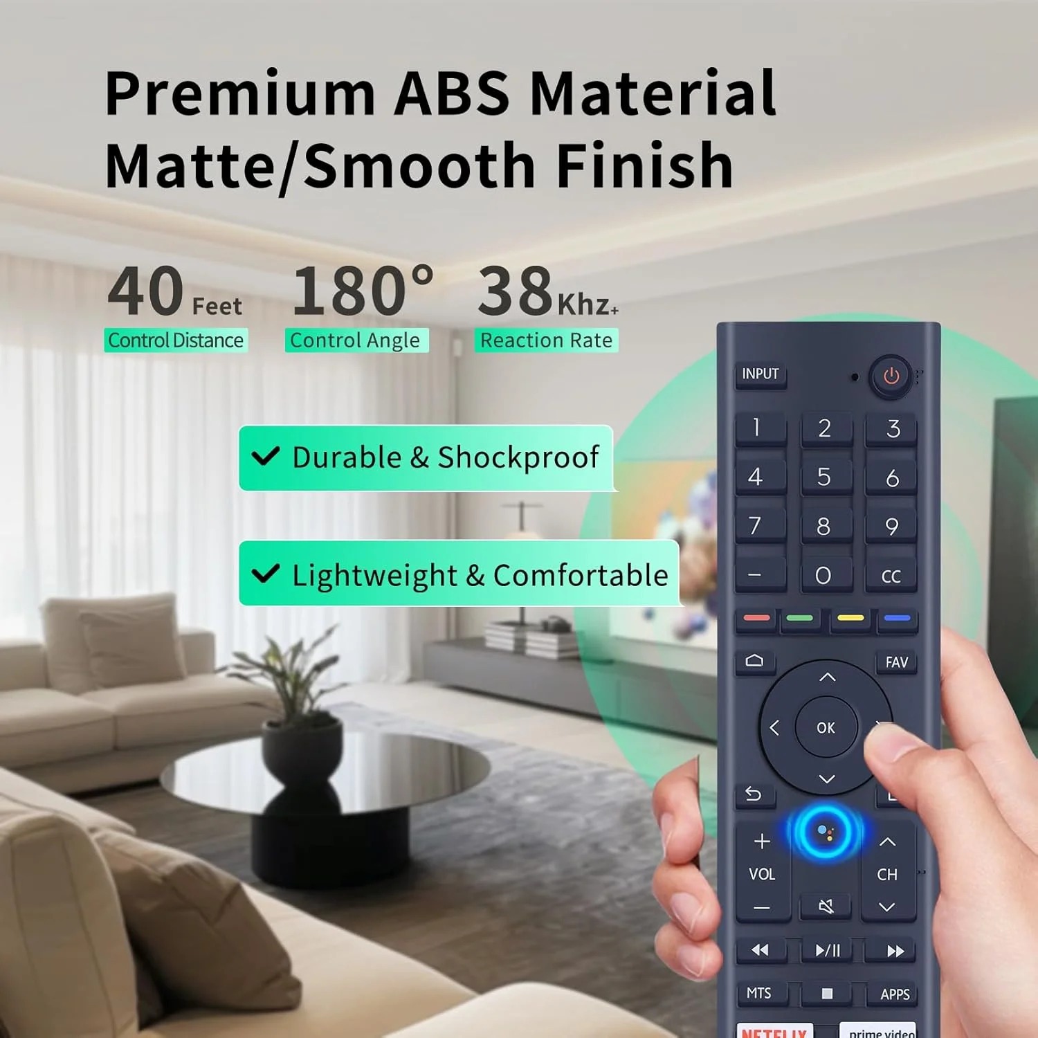 ریموت کنترل جهانی ERF3J80H مناسب برای تمام تلویزیون های هوشمند اندروید 4K UHD هایسنس سری A6G U6G U8G مدل های 75A6G 70A6G 65A6G 60A6G 55A6G 50A6G 43A6G 55U68G 50U6G 65U6G 75U6G 50U68G 75U68G بدون قابلیت صدا